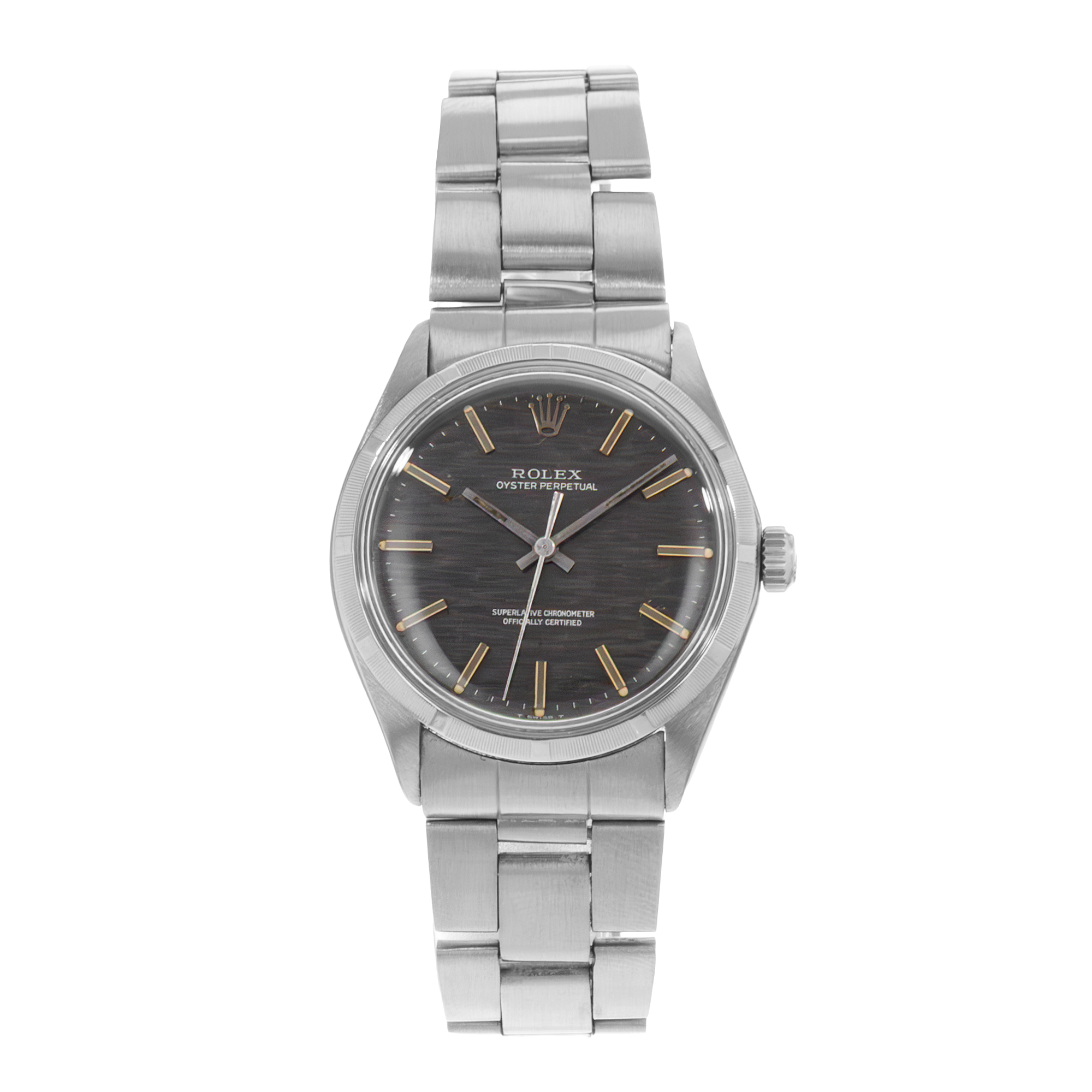Rolex Oyster Perpetual 34 1003 Grey Mosaic Steel Folded Oyster Mens Watch 1972 thumbnail 2