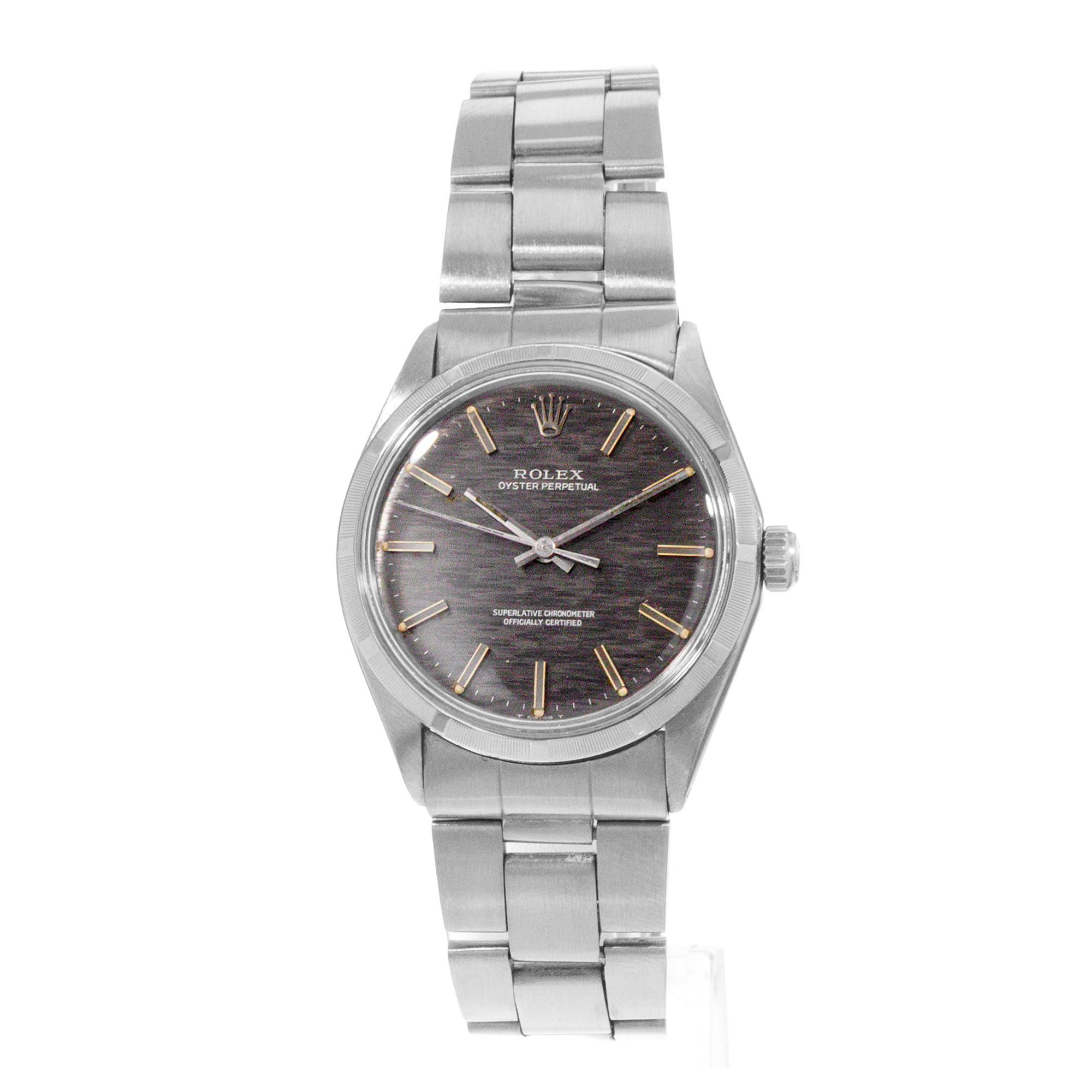 Rolex Oyster Perpetual 34 1003 Grey Mosaic Steel Folded Oyster Mens Watch 1972 thumbnail 3
