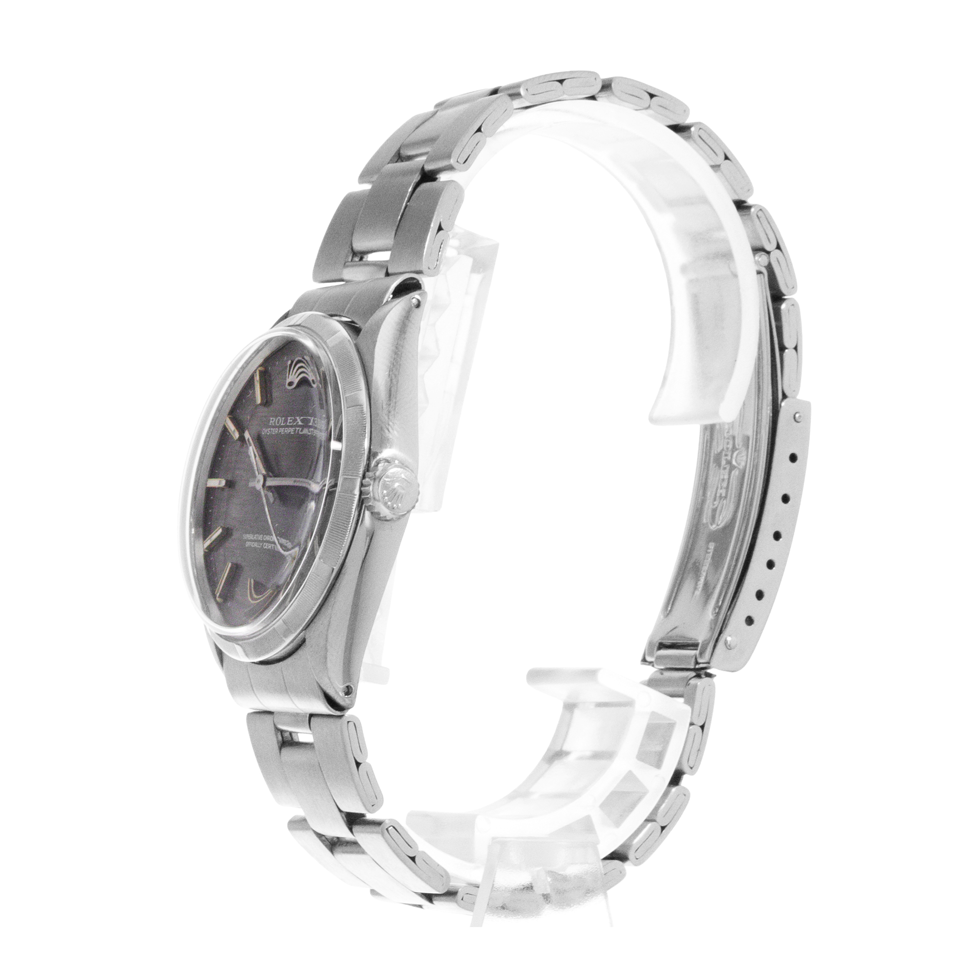 Rolex Oyster Perpetual 34 1003 Grey Mosaic Steel Folded Oyster Mens Watch 1972 thumbnail 5