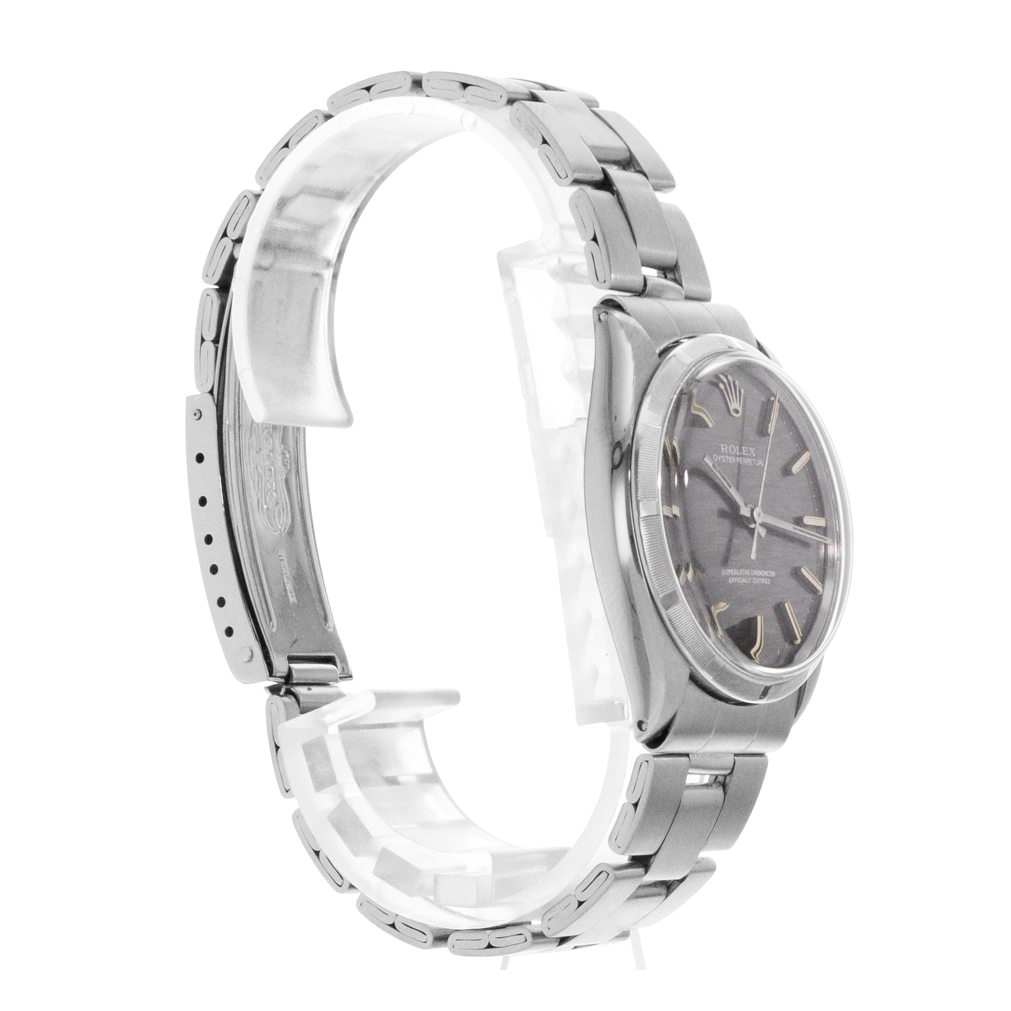 Rolex Oyster Perpetual 34 1003 Grey Mosaic Steel Folded Oyster Mens Watch 1972 thumbnail 6