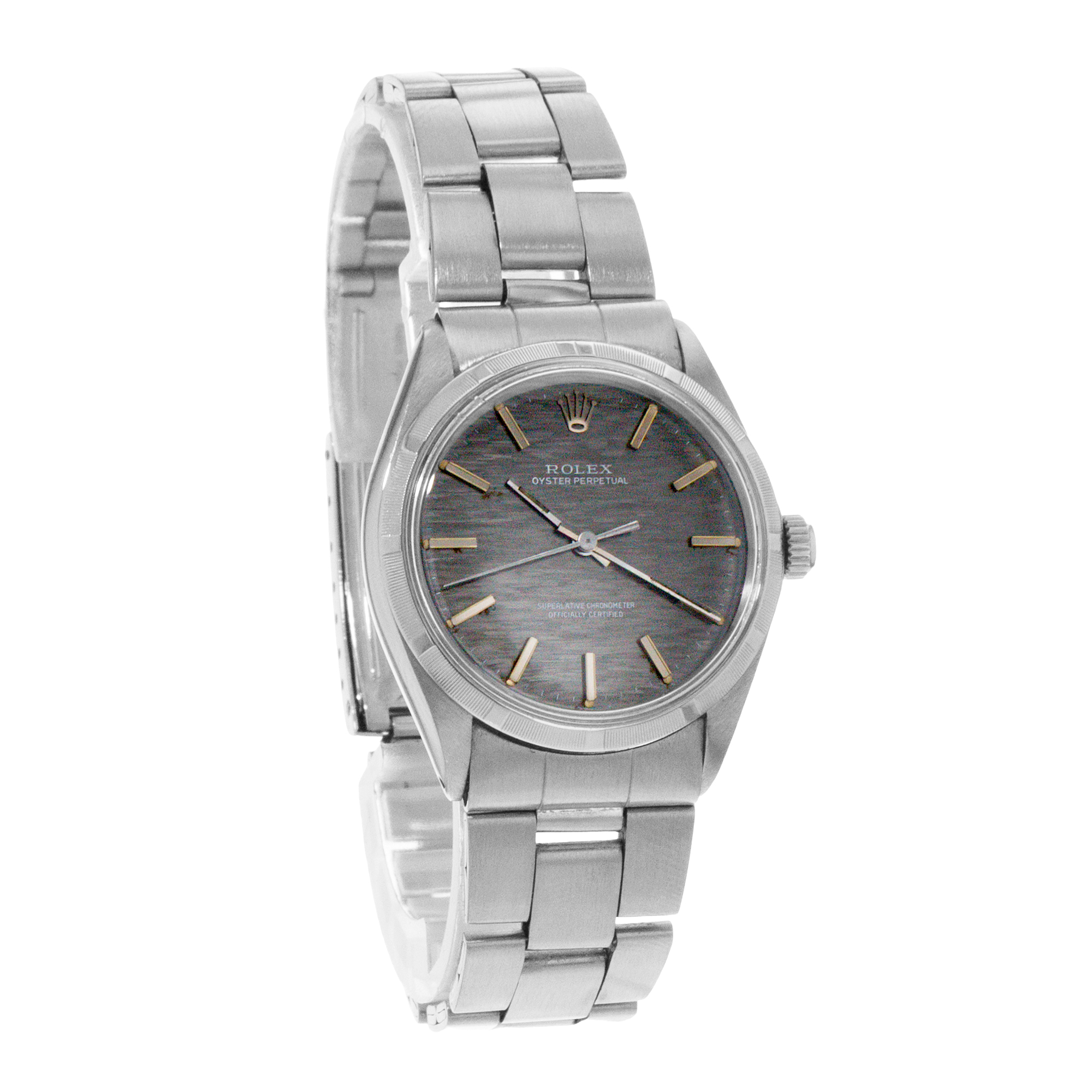 Rolex Oyster Perpetual 34 1003 Grey Mosaic Steel Folded Oyster Mens Watch 1972 thumbnail 8