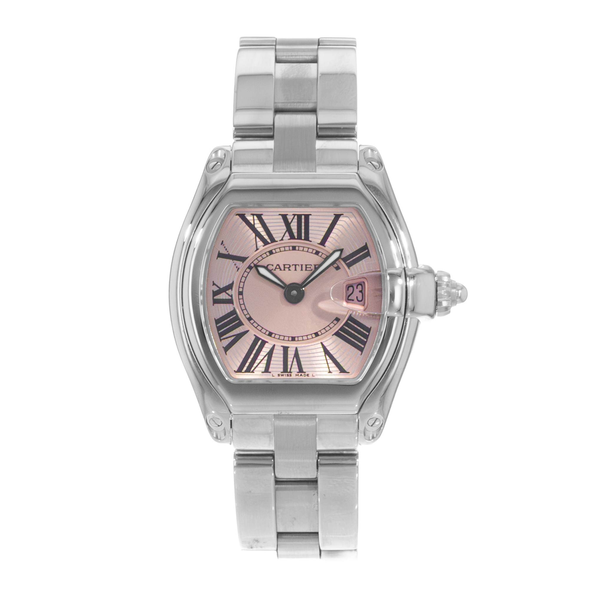 Cartier Roadster W62017V3 2675 31mm Pink Roman Steel Quartz Ladies Watch 2004 thumbnail 2