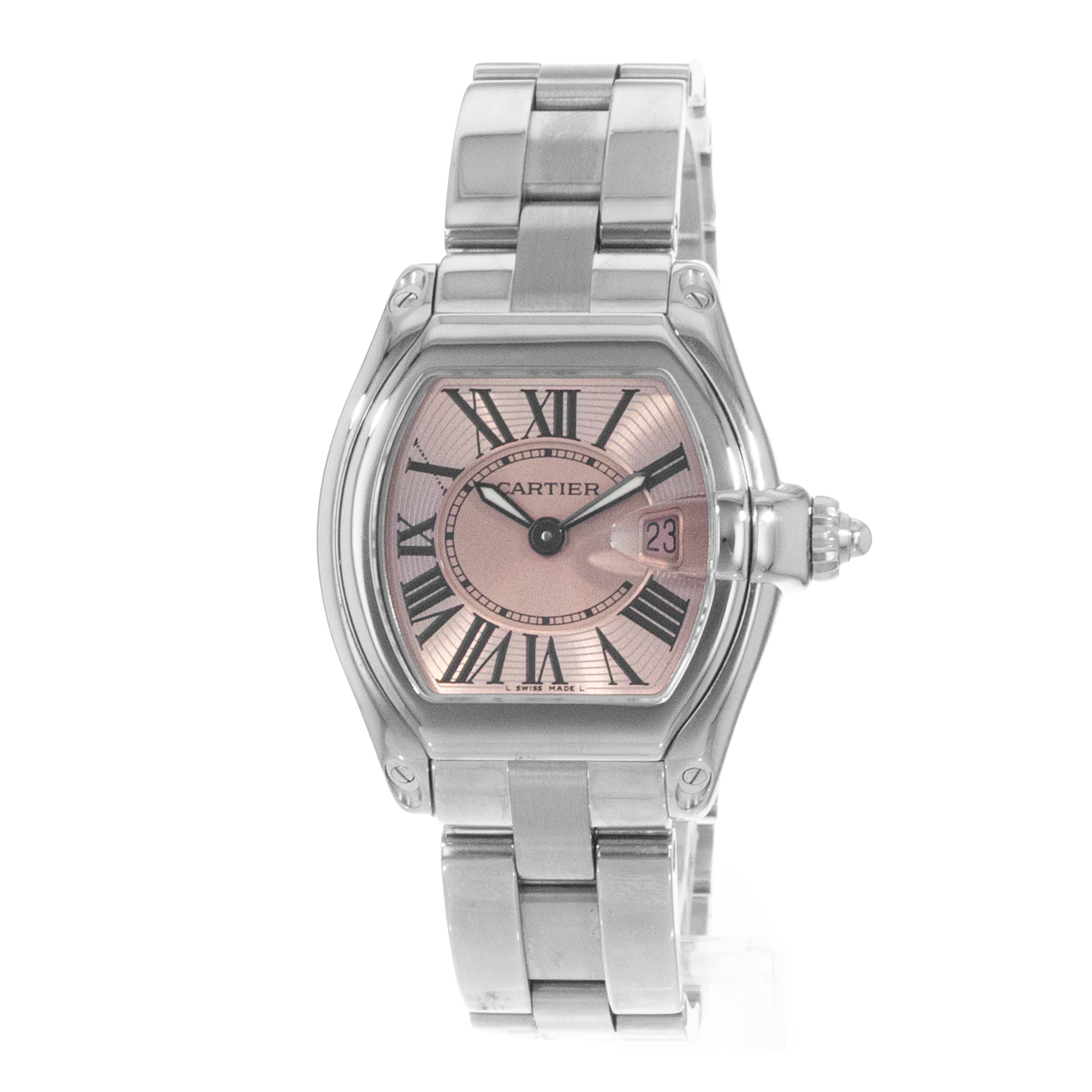 Cartier Roadster W62017V3 2675 31mm Pink Roman Steel Quartz Ladies Watch 2004 thumbnail 3