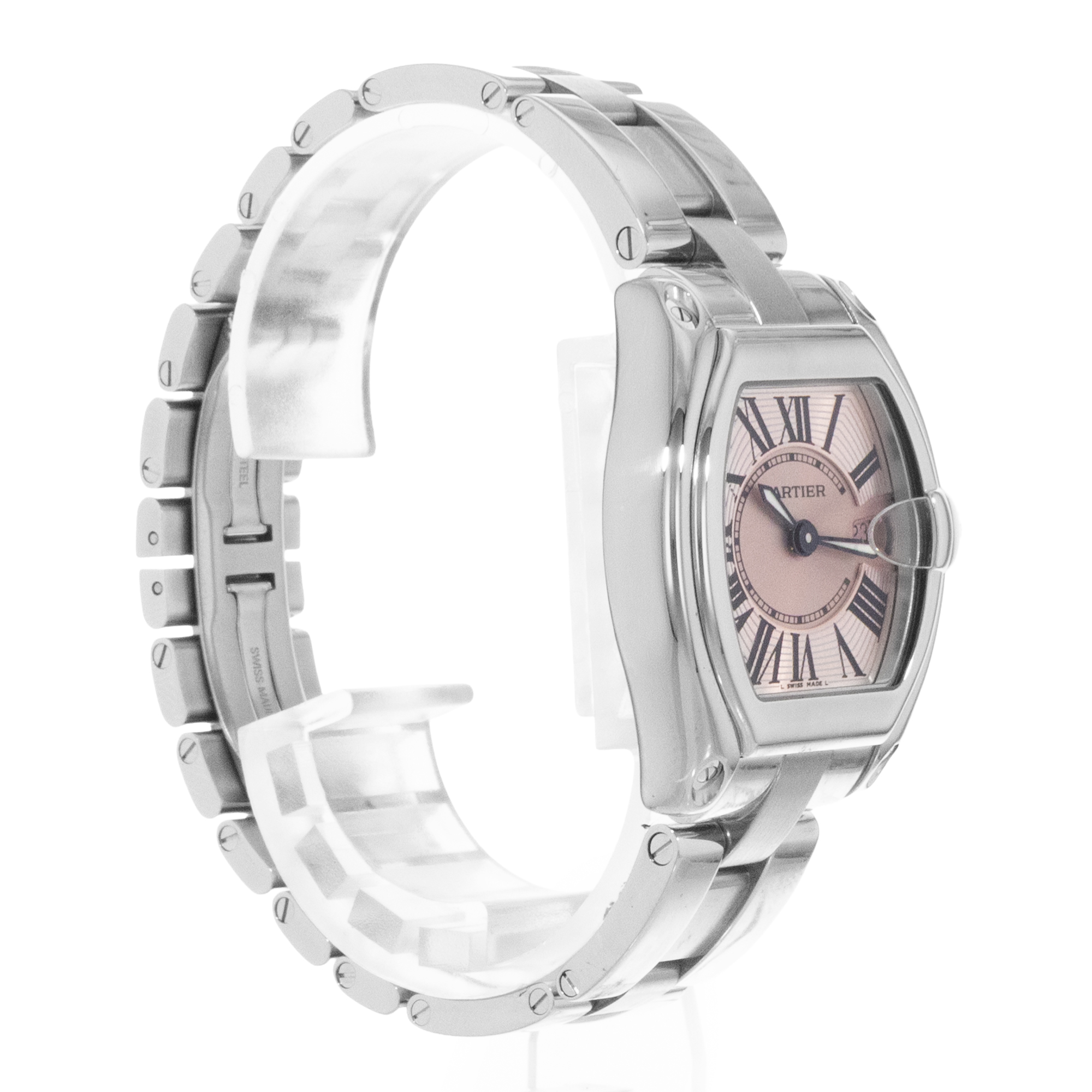 Cartier Roadster W62017V3 2675 31mm Pink Roman Steel Quartz Ladies Watch 2004 thumbnail 6