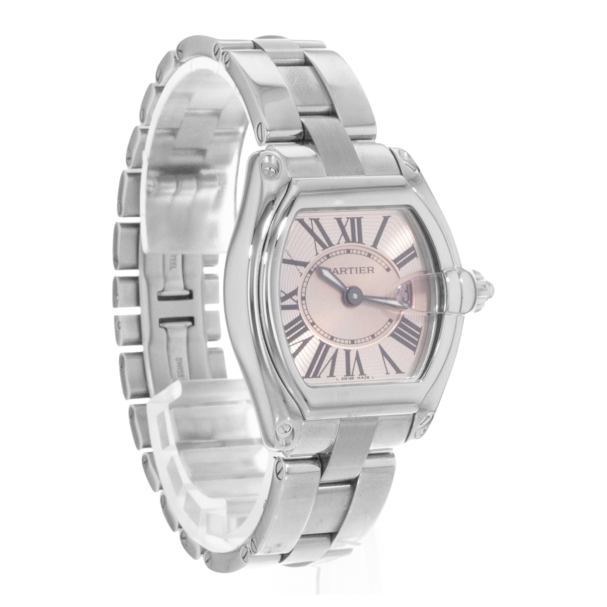 Cartier Roadster W62017V3 2675 31mm Pink Roman Steel Quartz Ladies Watch 2004 thumbnail 7