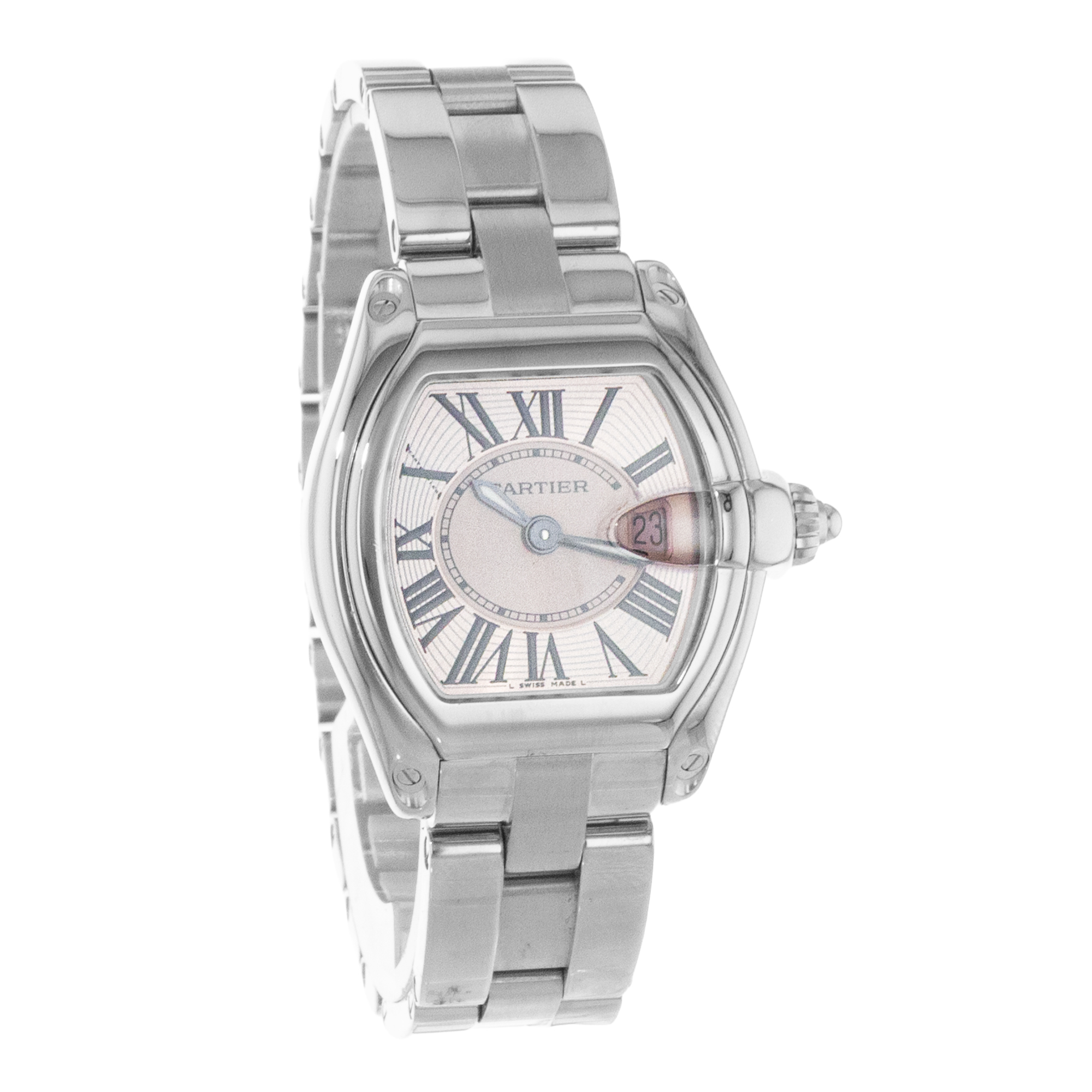 Cartier Roadster W62017V3 2675 31mm Pink Roman Steel Quartz Ladies Watch 2004 thumbnail 8