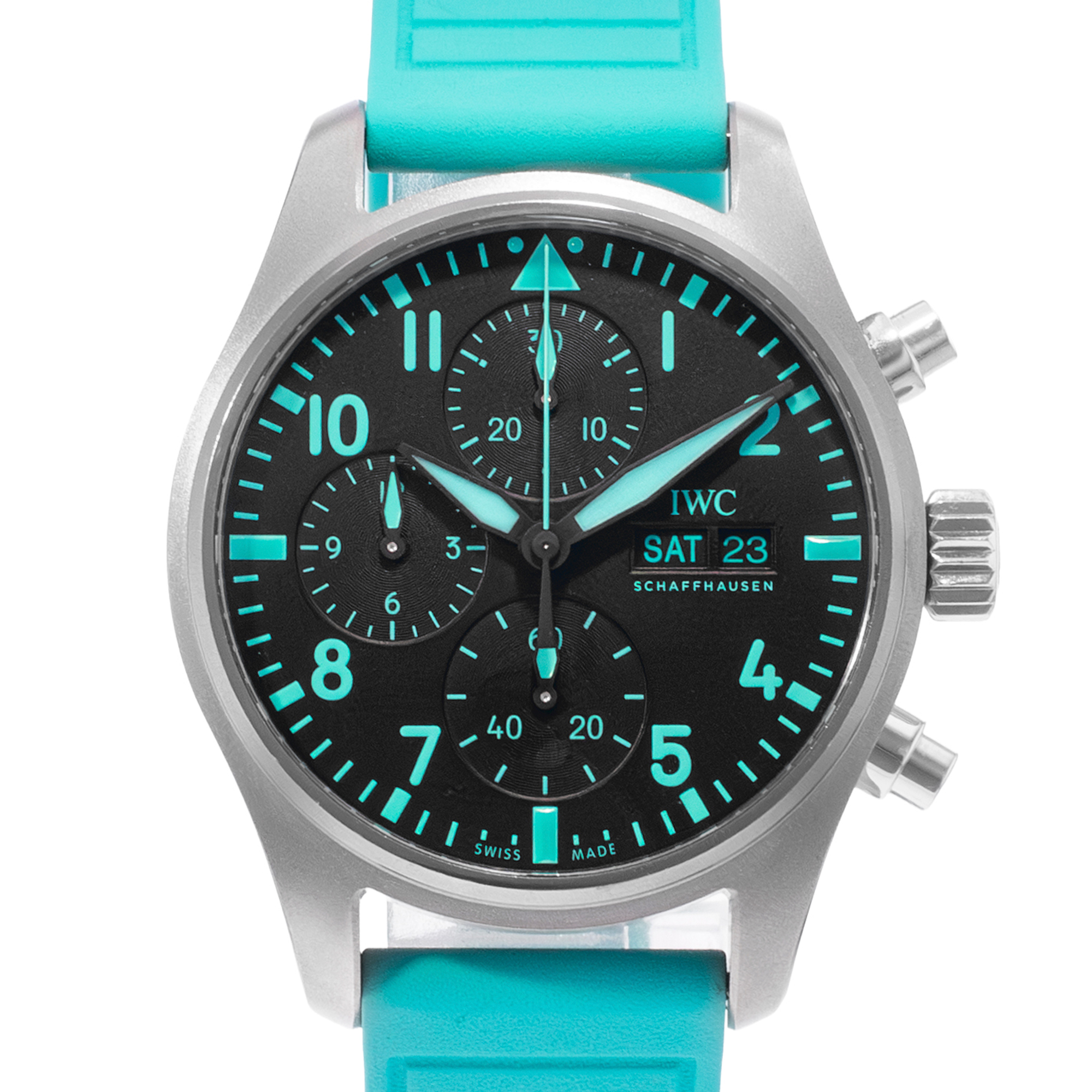 IWC Pilot IW388108 Extra band 41mm Black Titanium Chronograph Mens Watch thumbnail 1
