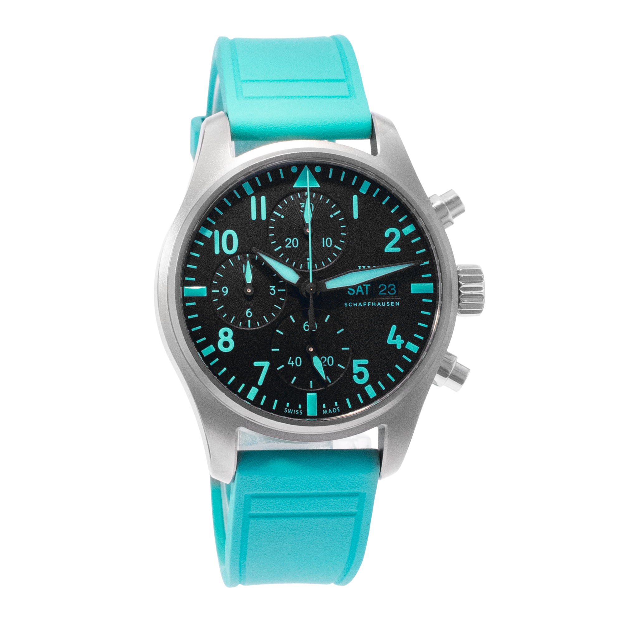IWC Pilot IW388108 Extra band 41mm Black Titanium Chronograph Mens Watch thumbnail 8