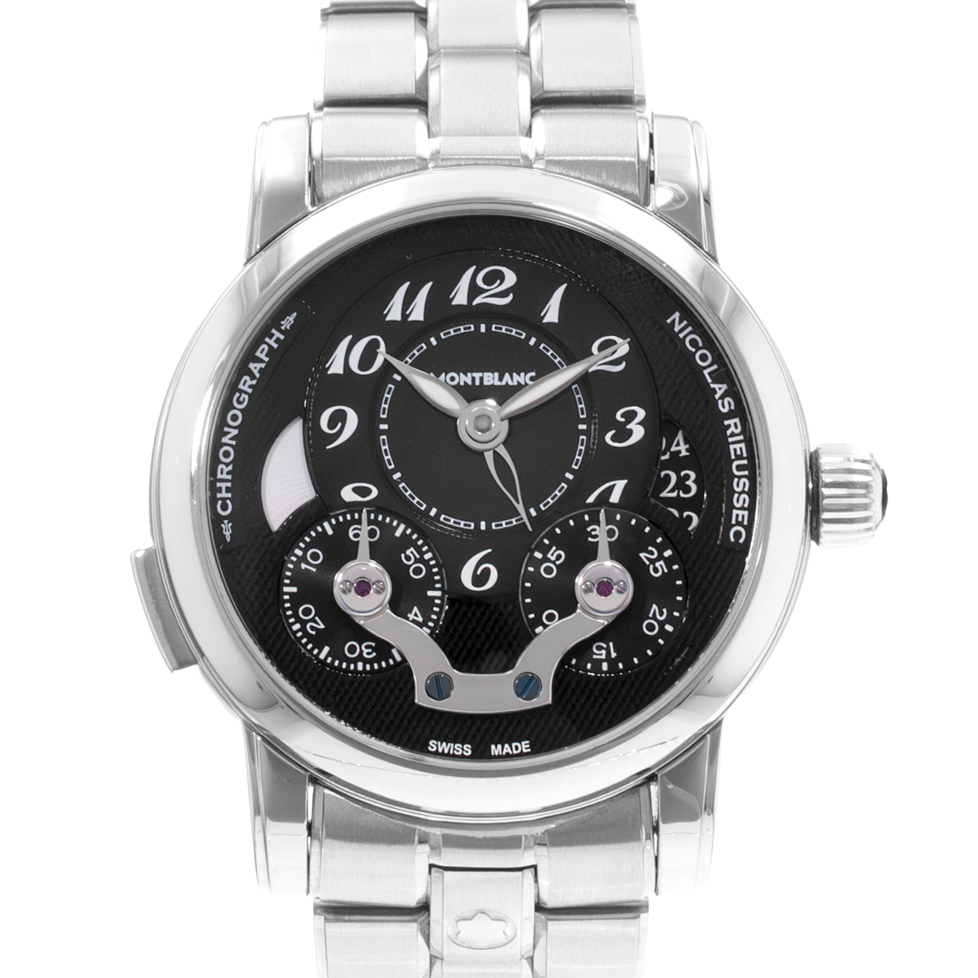 Montblanc Nicolas Rieussec 7138 43mm Chronograph Black Steel Mens Watch 2011 thumbnail 1