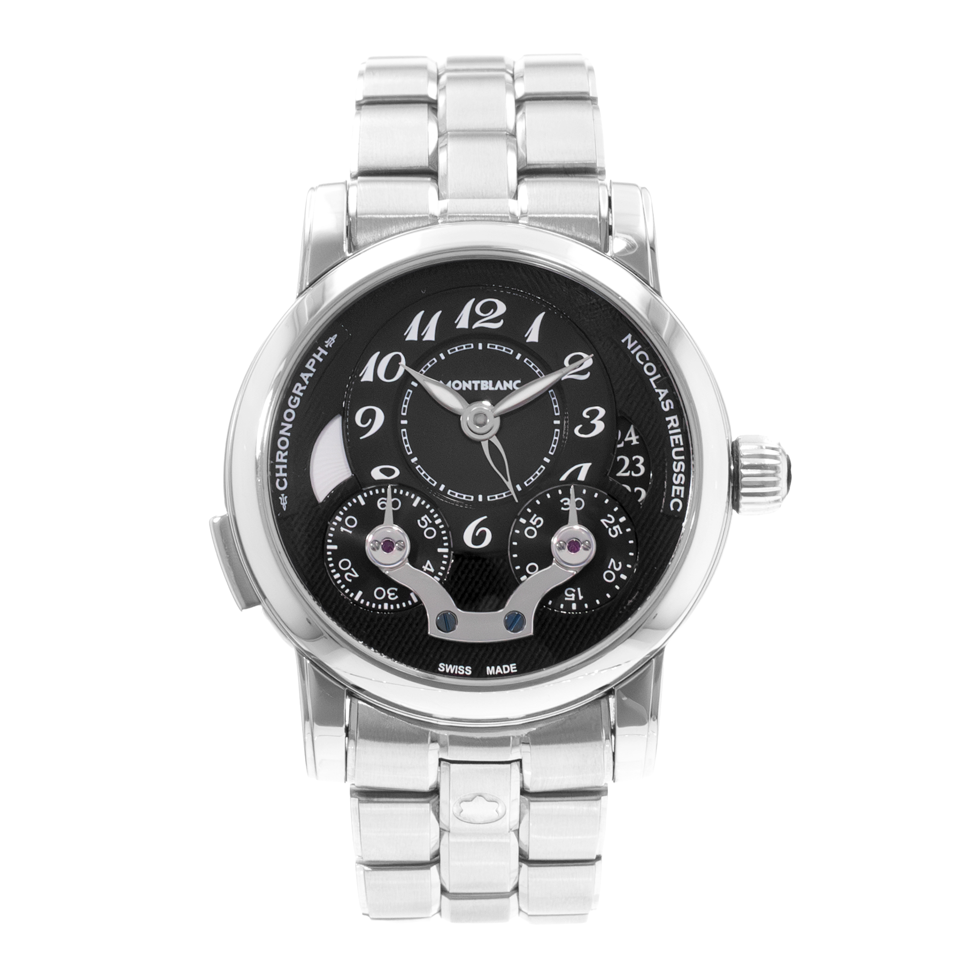 Montblanc Nicolas Rieussec 7138 43mm Chronograph Black Steel Mens Watch 2011 thumbnail 2