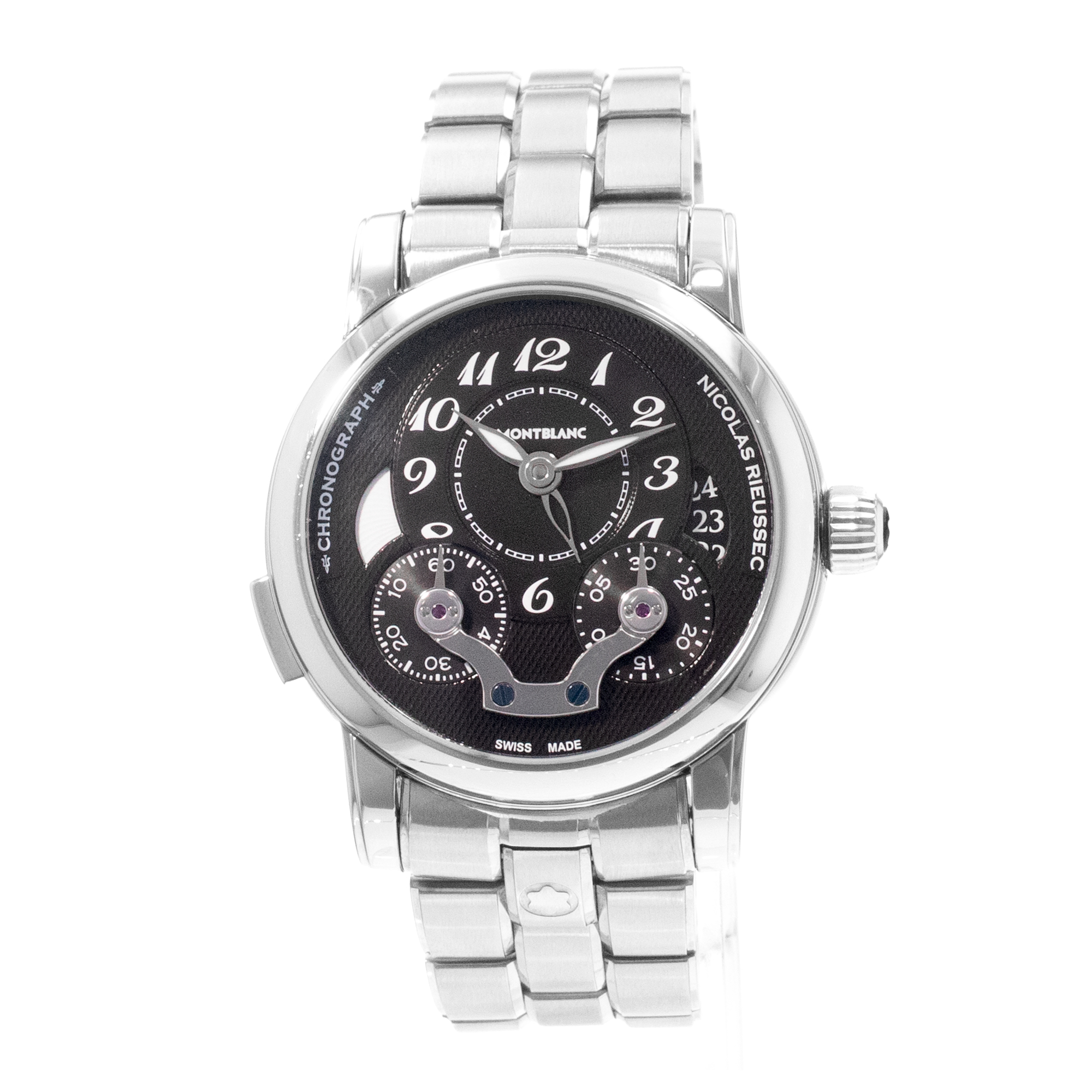 Montblanc Nicolas Rieussec 7138 43mm Chronograph Black Steel Mens Watch 2011 thumbnail 3