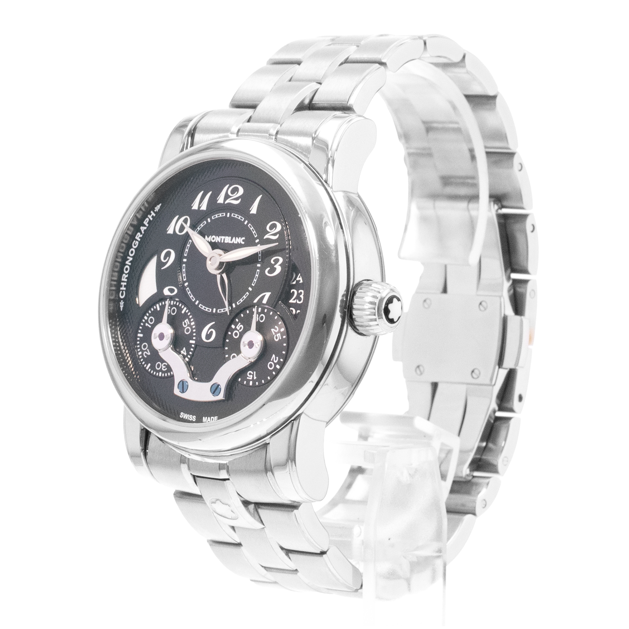 Montblanc Nicolas Rieussec 7138 43mm Chronograph Black Steel Mens Watch 2011 thumbnail 4