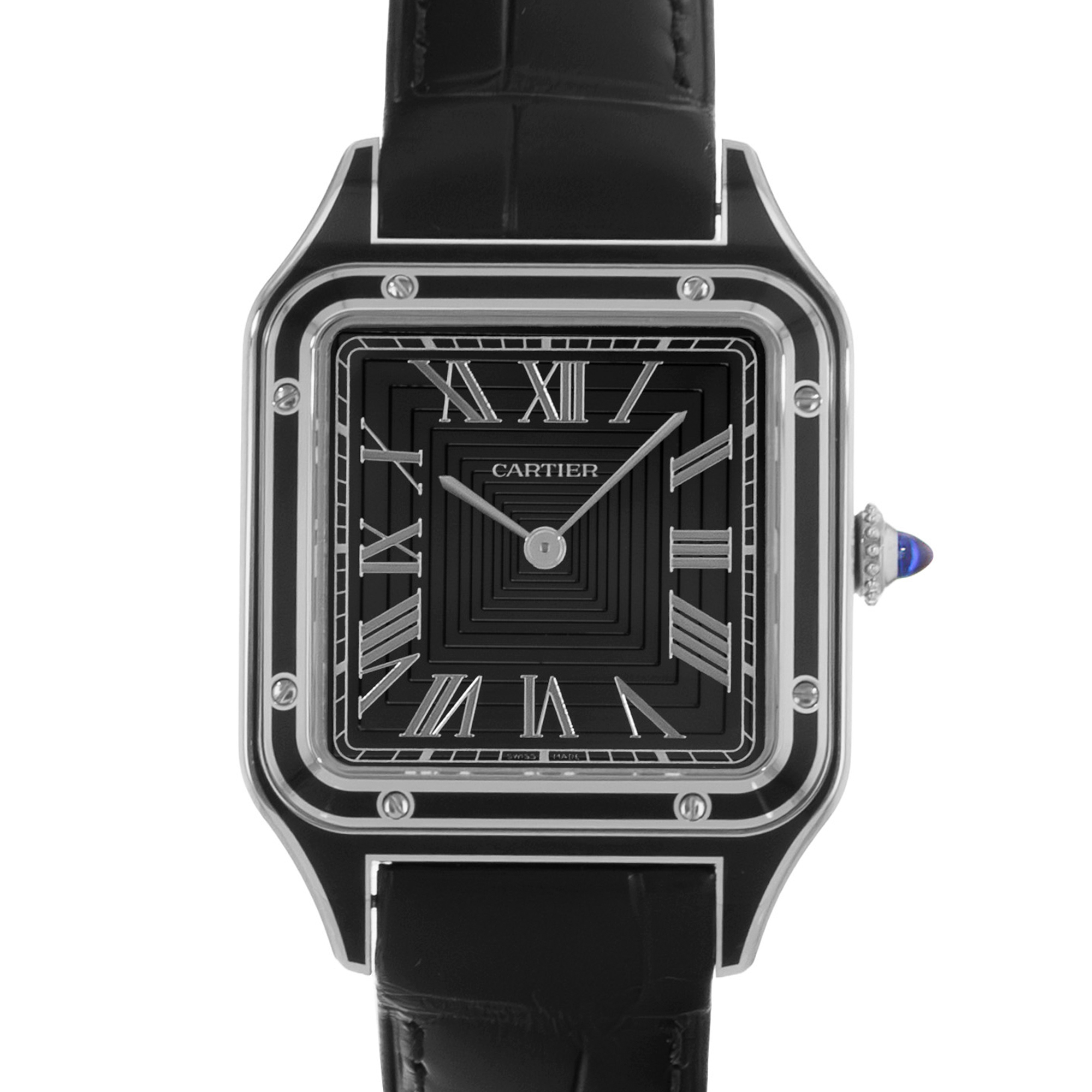 Cartier Santos Dumont WSSA0046 4298 Large Black Lacquer Manual Mens Watch 2025 thumbnail 1
