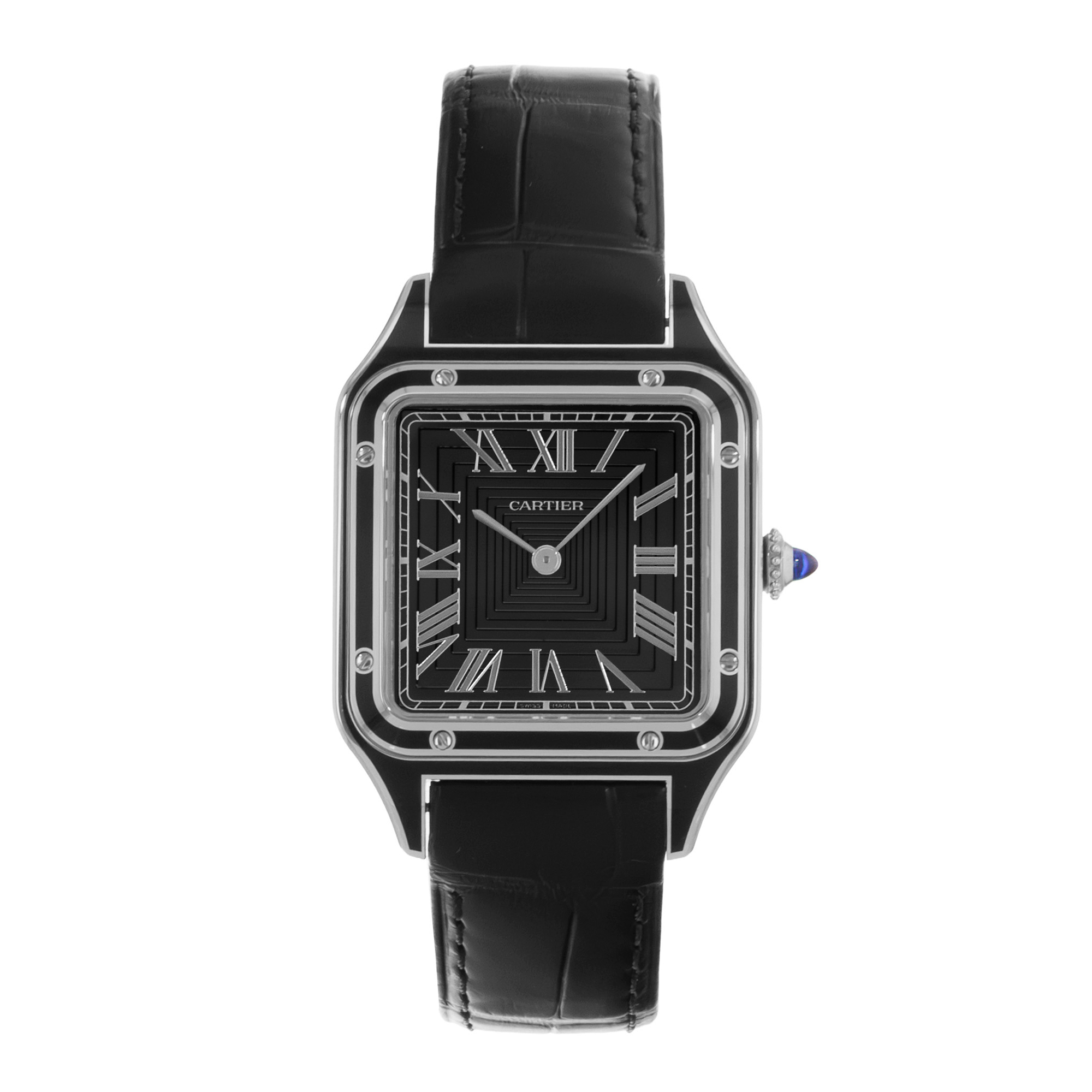 Cartier Santos Dumont WSSA0046 4298 Large Black Lacquer Manual Mens Watch 2025 thumbnail 2