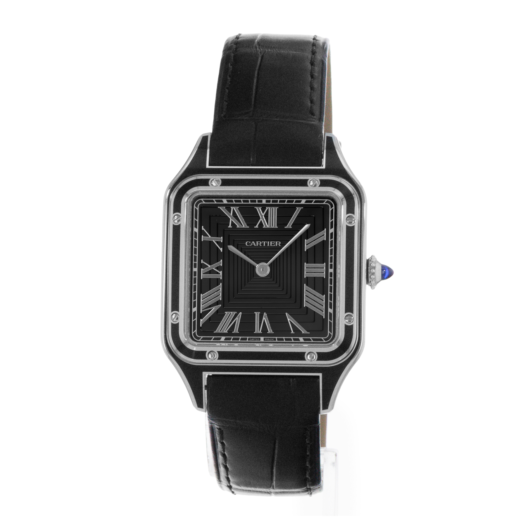 Cartier Santos Dumont WSSA0046 4298 Large Black Lacquer Manual Mens Watch 2025 thumbnail 4