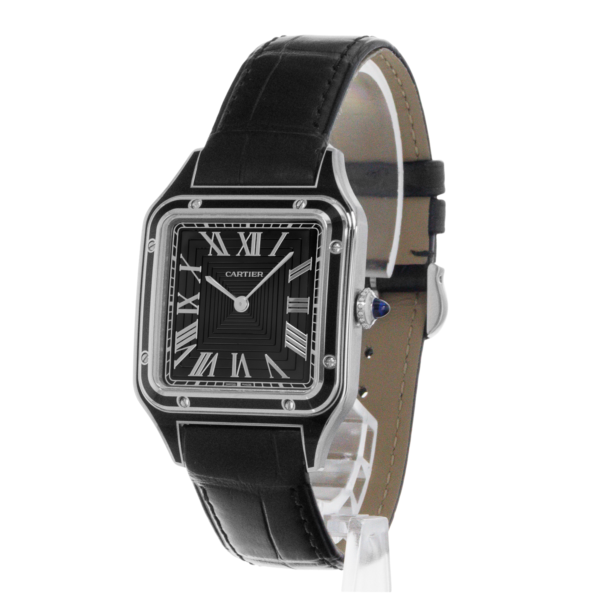 Cartier Santos Dumont WSSA0046 4298 Large Black Lacquer Manual Mens Watch 2025 thumbnail 5
