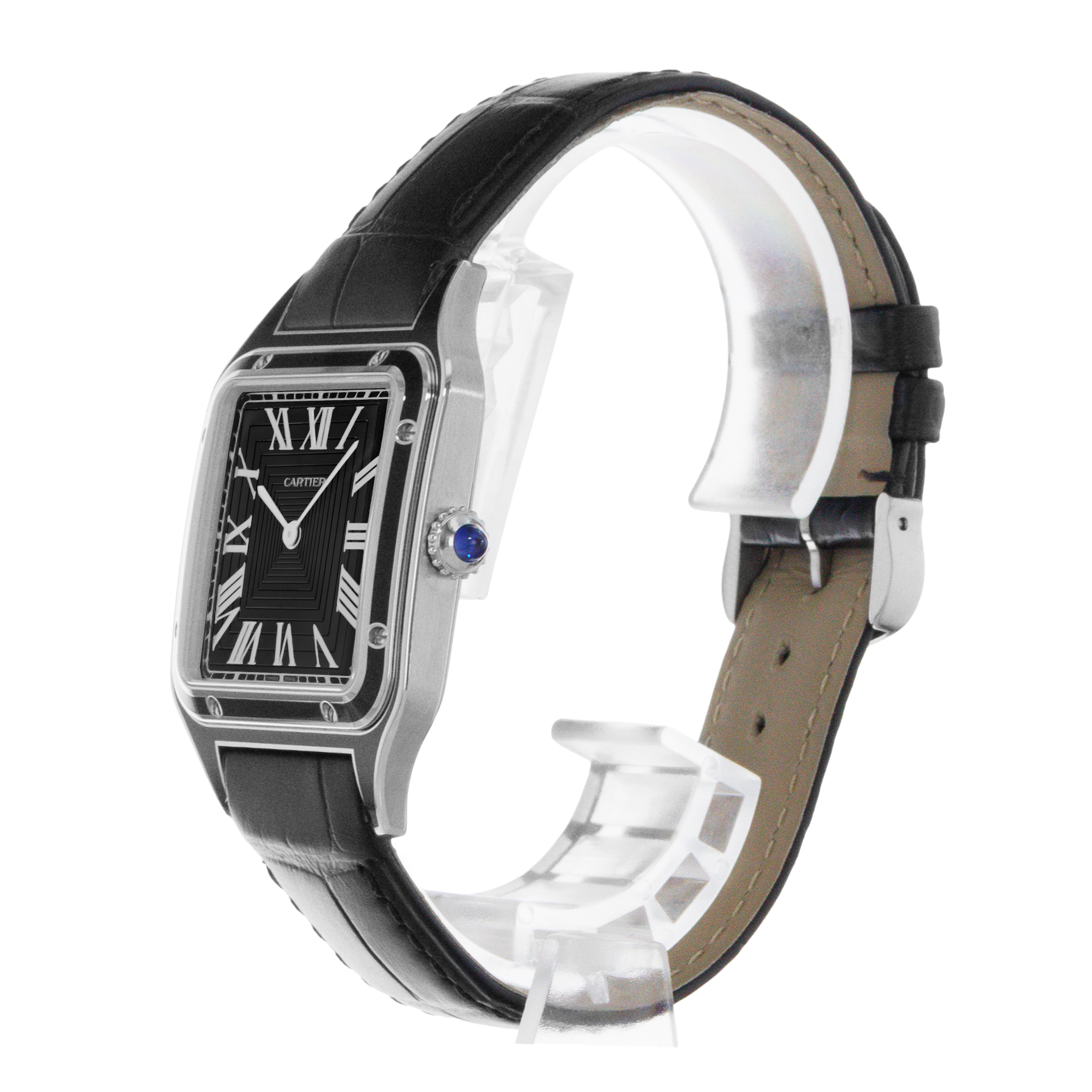 Cartier Santos Dumont WSSA0046 4298 Large Black Lacquer Manual Mens Watch 2025 thumbnail 6