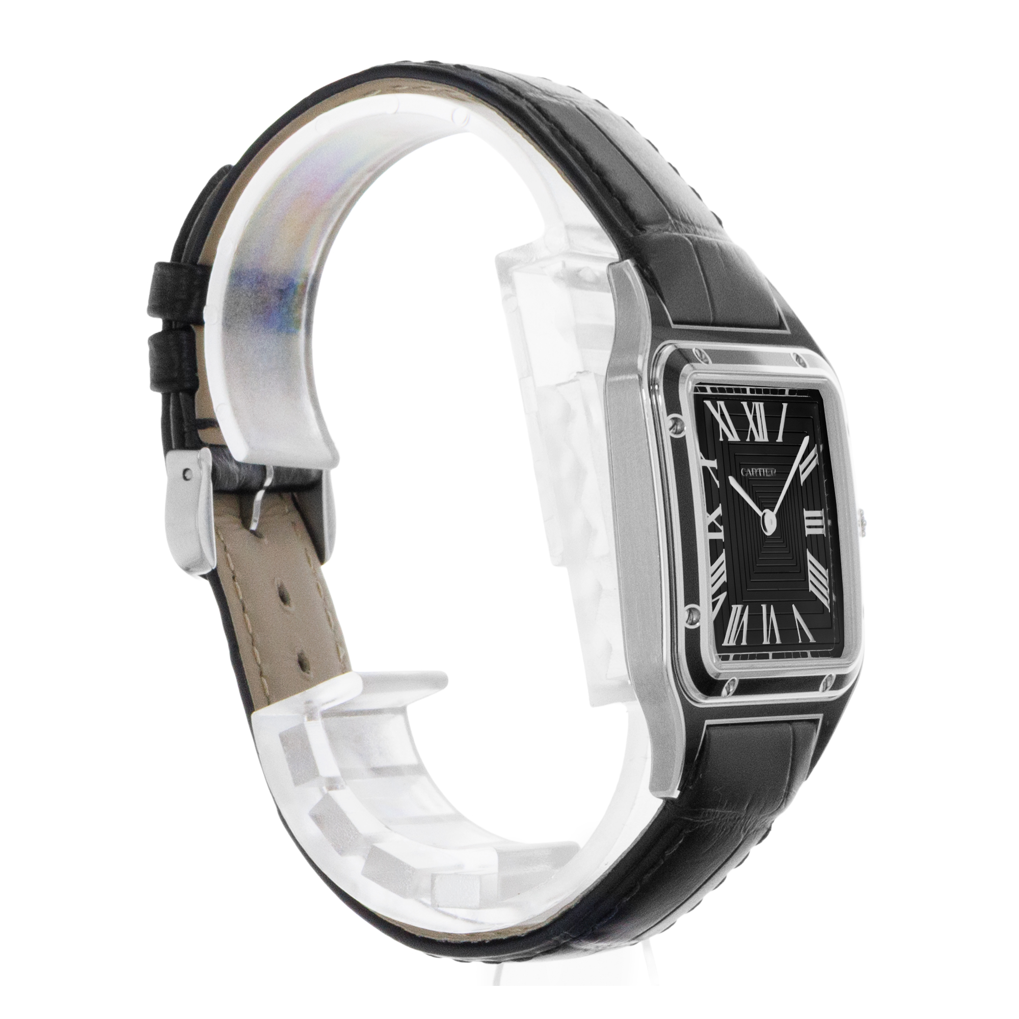 Cartier Santos Dumont WSSA0046 4298 Large Black Lacquer Manual Mens Watch 2025 thumbnail 7
