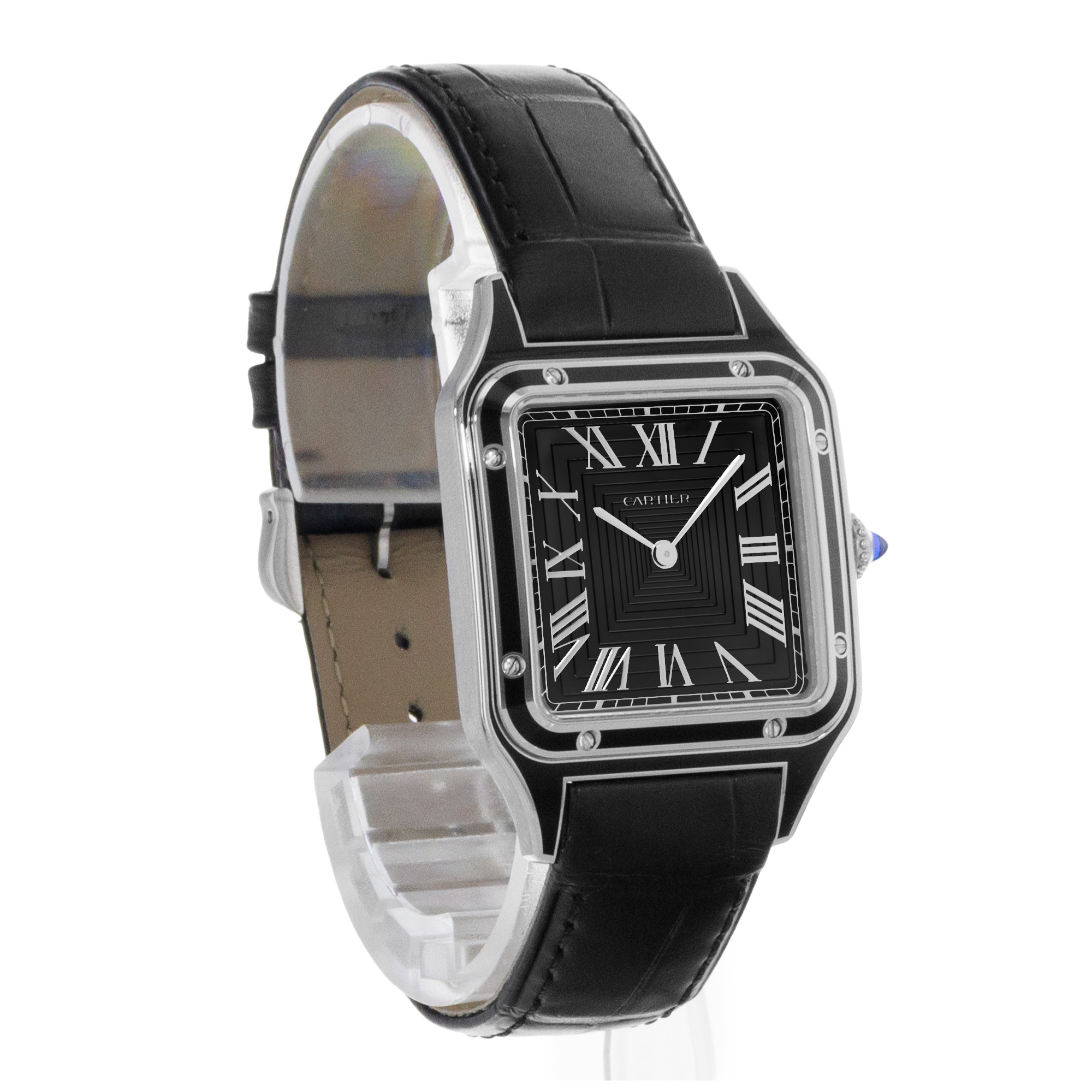 Cartier Santos Dumont WSSA0046 4298 Large Black Lacquer Manual Mens Watch 2025 thumbnail 8