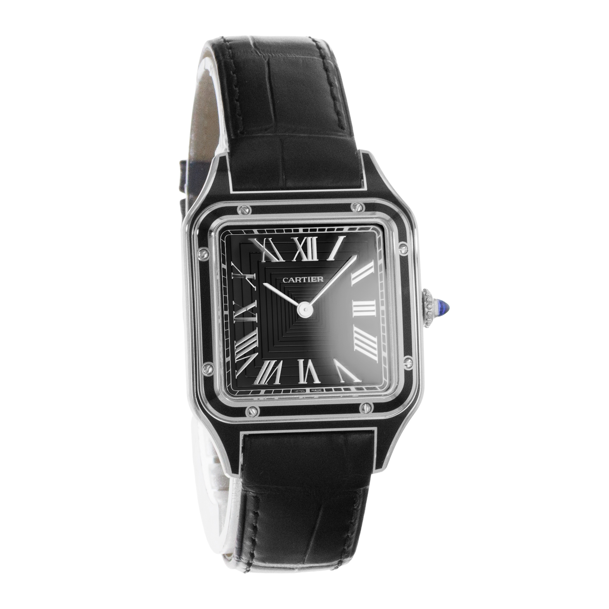Cartier Santos Dumont WSSA0046 4298 Large Black Lacquer Manual Mens Watch 2025 thumbnail 9