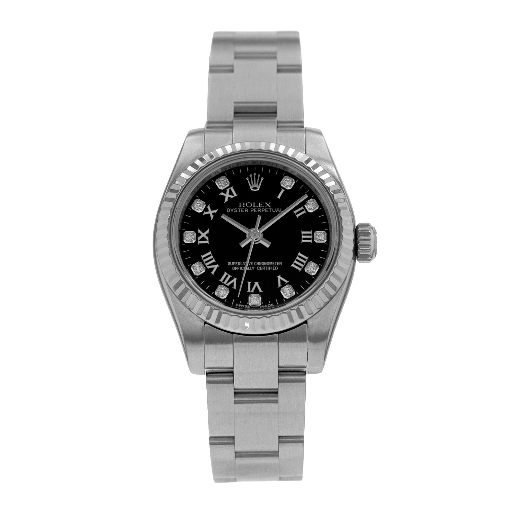 Rolex Oyster Perpetual 26 176234 Black Diamond Steel White Gold Ladies Watch thumbnail 2