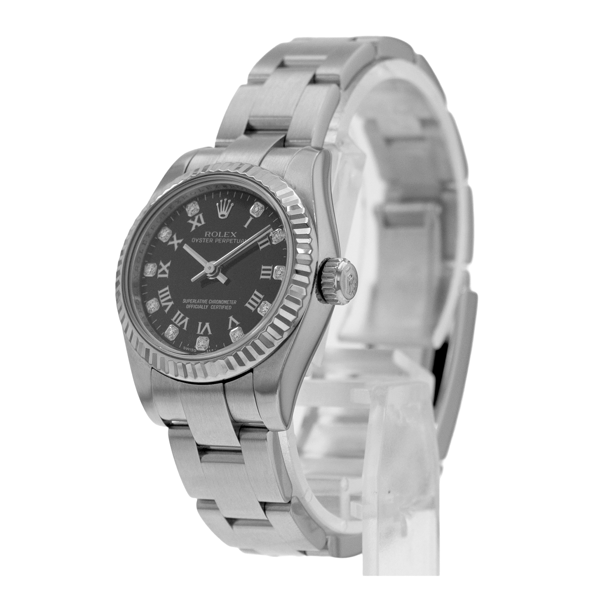 Rolex Oyster Perpetual 26 176234 Black Diamond Steel White Gold Ladies Watch thumbnail 4