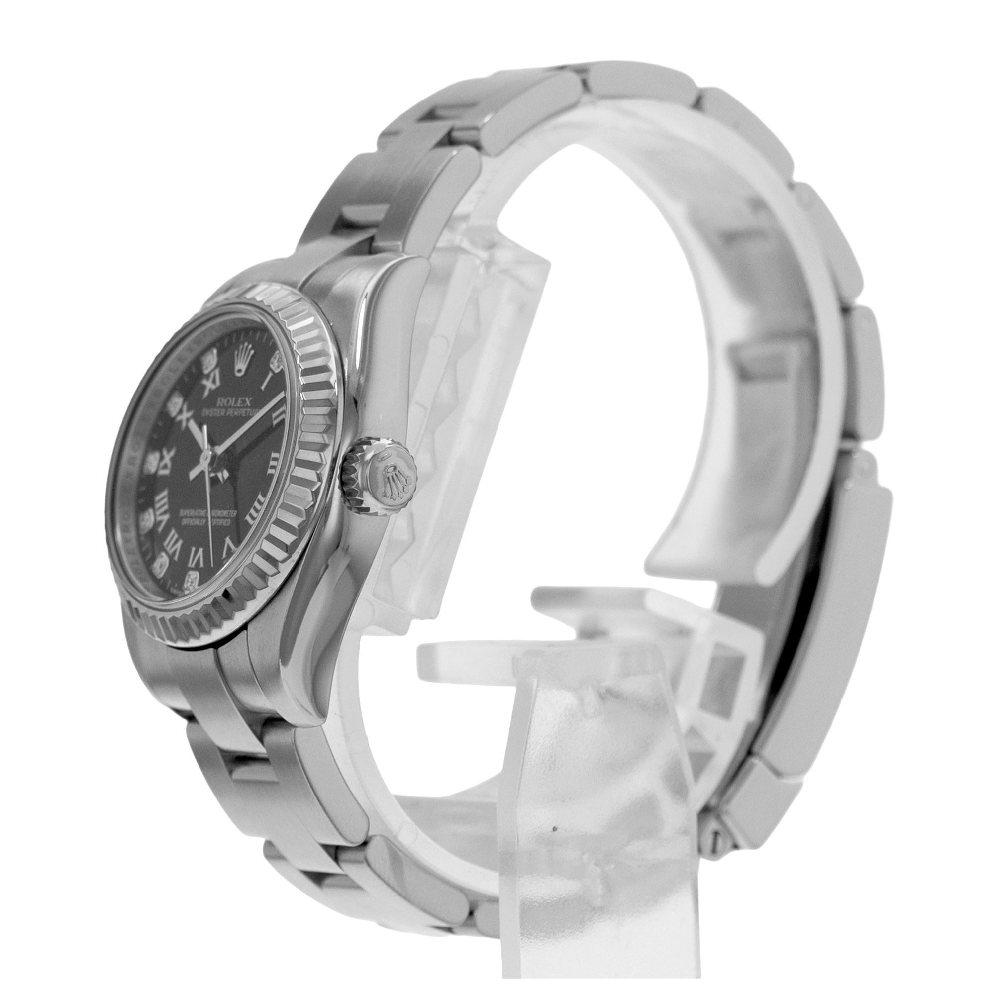 Rolex Oyster Perpetual 26 176234 Black Diamond Steel White Gold Ladies Watch thumbnail 5