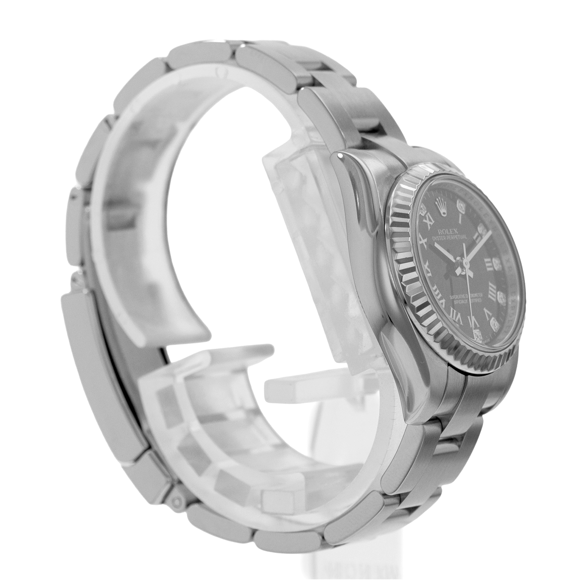 Rolex Oyster Perpetual 26 176234 Black Diamond Steel White Gold Ladies Watch thumbnail 6