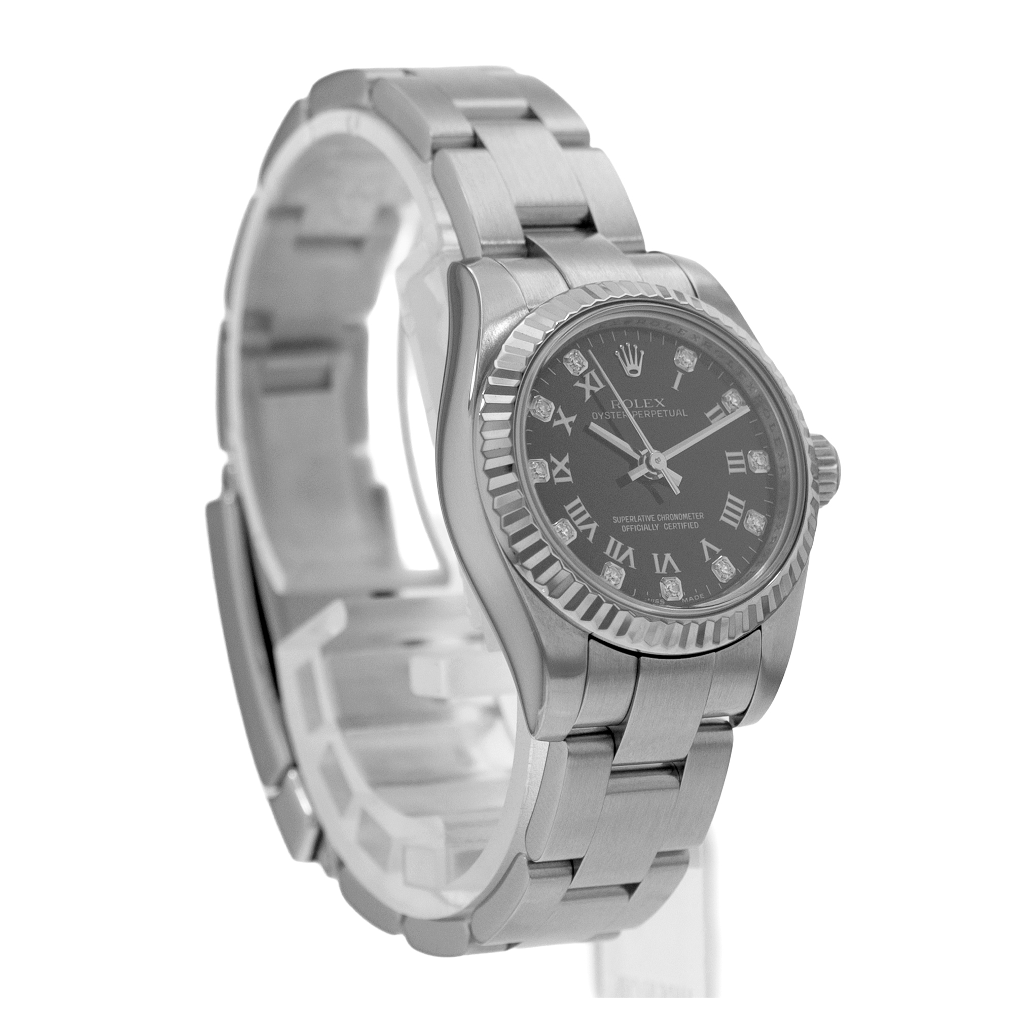 Rolex Oyster Perpetual 26 176234 Black Diamond Steel White Gold Ladies Watch thumbnail 7