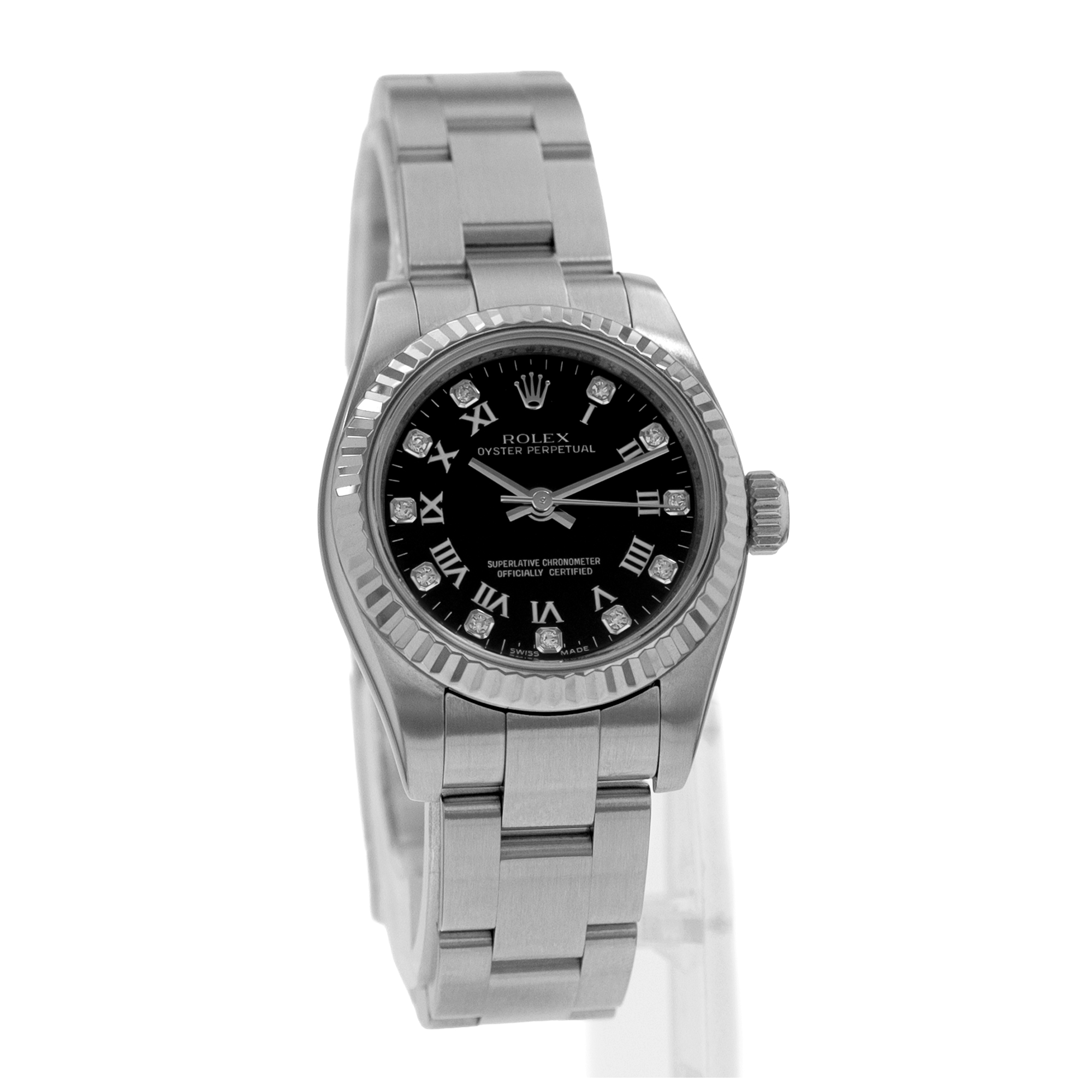 Rolex Oyster Perpetual 26 176234 Black Diamond Steel White Gold Ladies Watch thumbnail 8