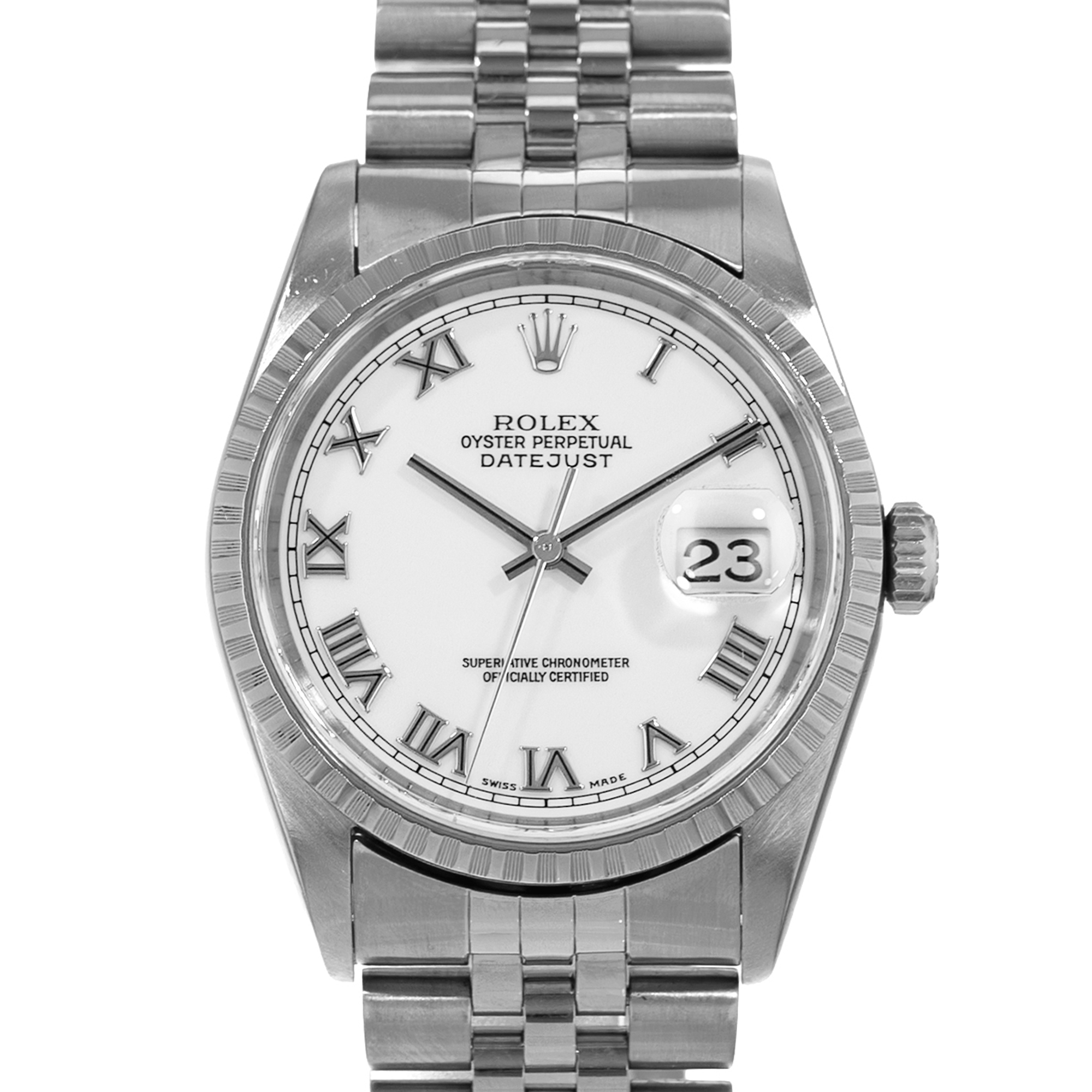 Rolex Datejust 36 16220 White Roman Steel Gold Jubilee Mens Watch thumbnail 1