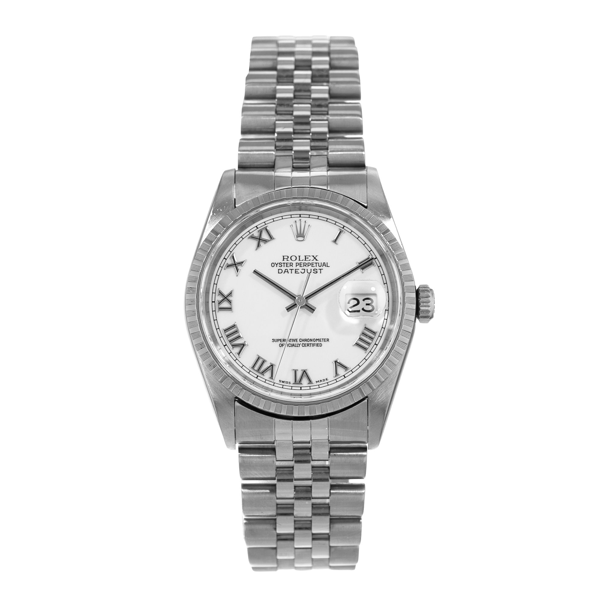 Rolex Datejust 36 16220 White Roman Steel Gold Jubilee Mens Watch thumbnail 2