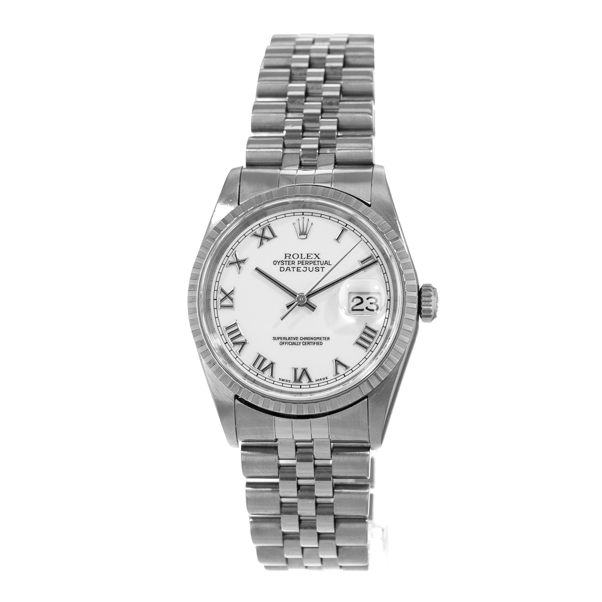 Rolex Datejust 36 16220 White Roman Steel Gold Jubilee Mens Watch thumbnail 3