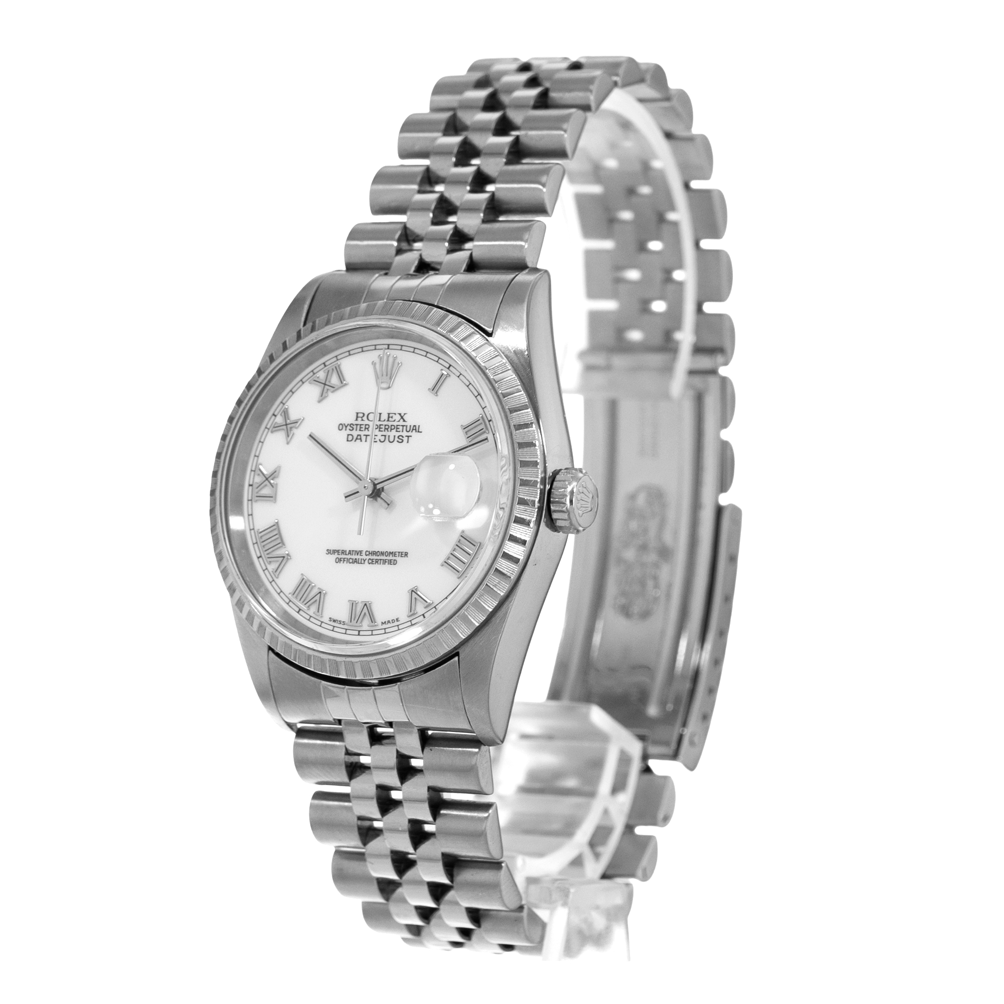 Rolex Datejust 36 16220 White Roman Steel Gold Jubilee Mens Watch thumbnail 4