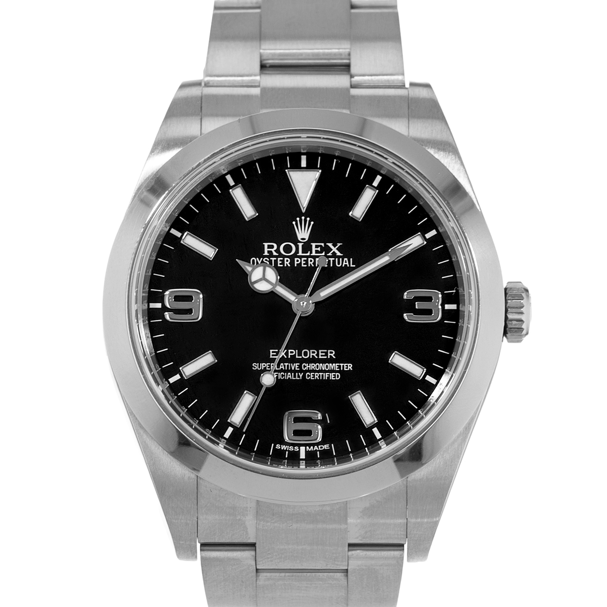 Rolex Explorer 39 214270 Black Arabic Smooth Steel Oyster Mens Watch 2012 thumbnail 1