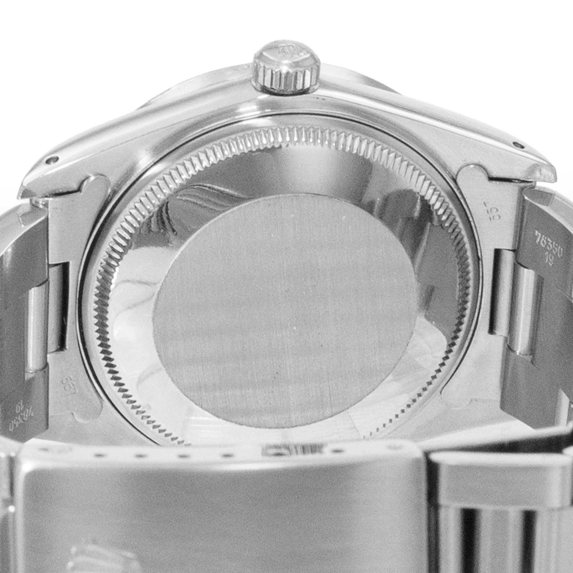 Rolex Oyster Perpetual Date 34 15010 White Roman Steel Oyster Mens Watch 1989 thumbnail 10