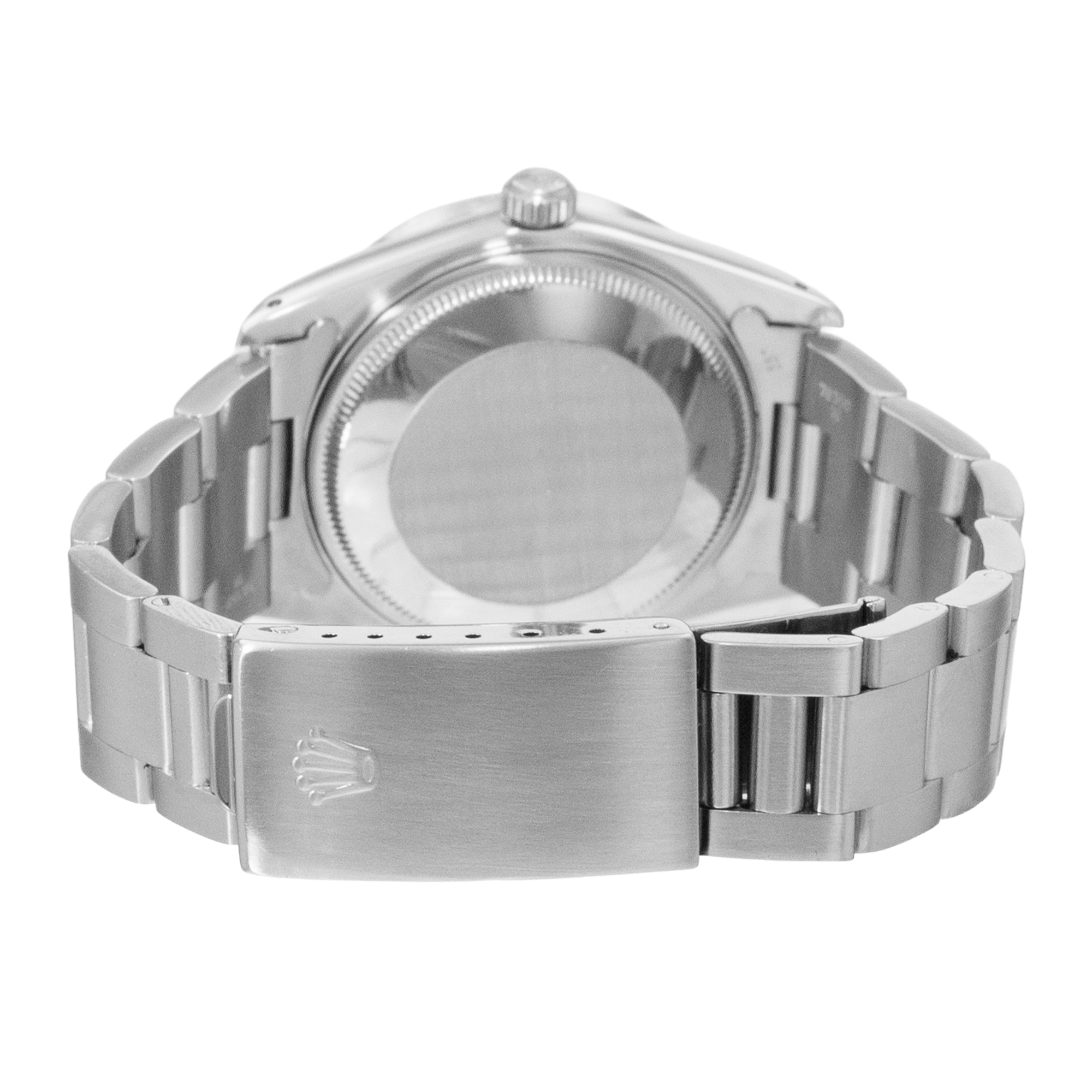 Rolex Oyster Perpetual Date 34 15010 White Roman Steel Oyster Mens Watch 1989 thumbnail 9