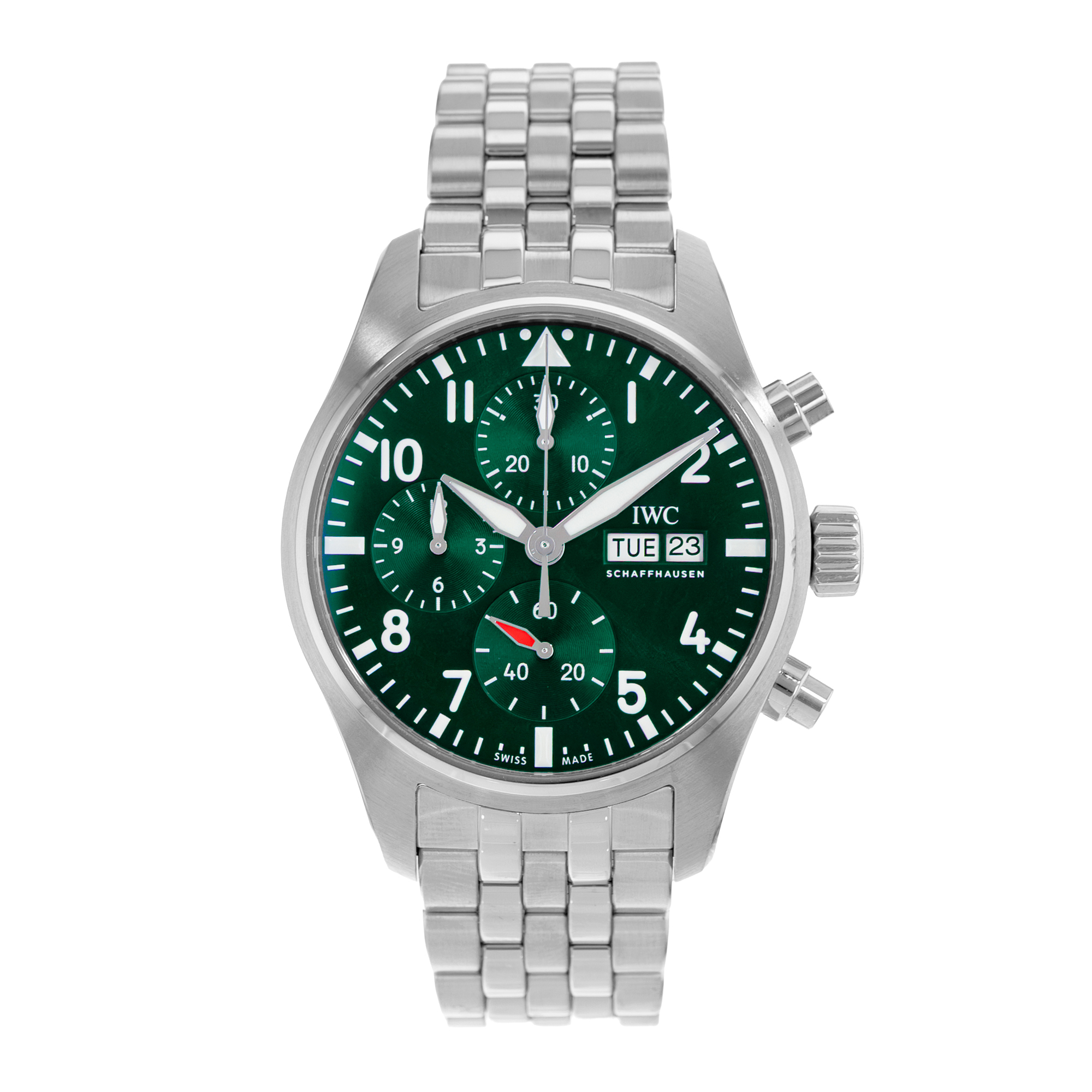 IWC Pilot Chronograph IW388104 41mm Green Arabic Chronograph Mens Watch 2022 thumbnail 2
