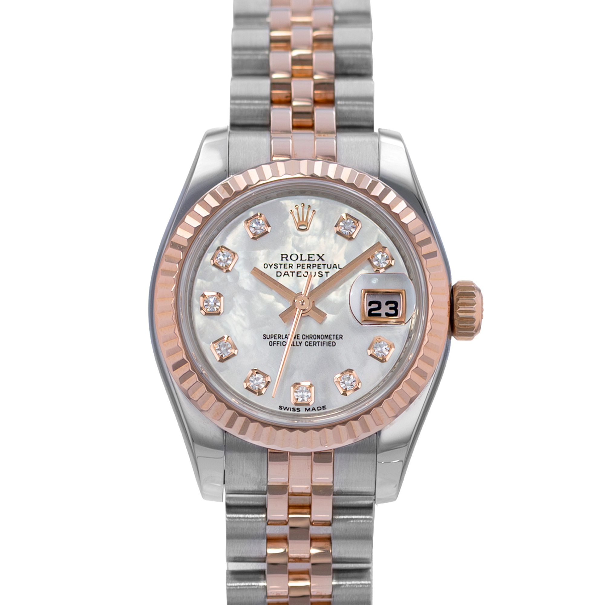 Rolex Datejust 26 179171 Diamond Mother of Pearl Steel Rose Gold Ladies Watch thumbnail 1