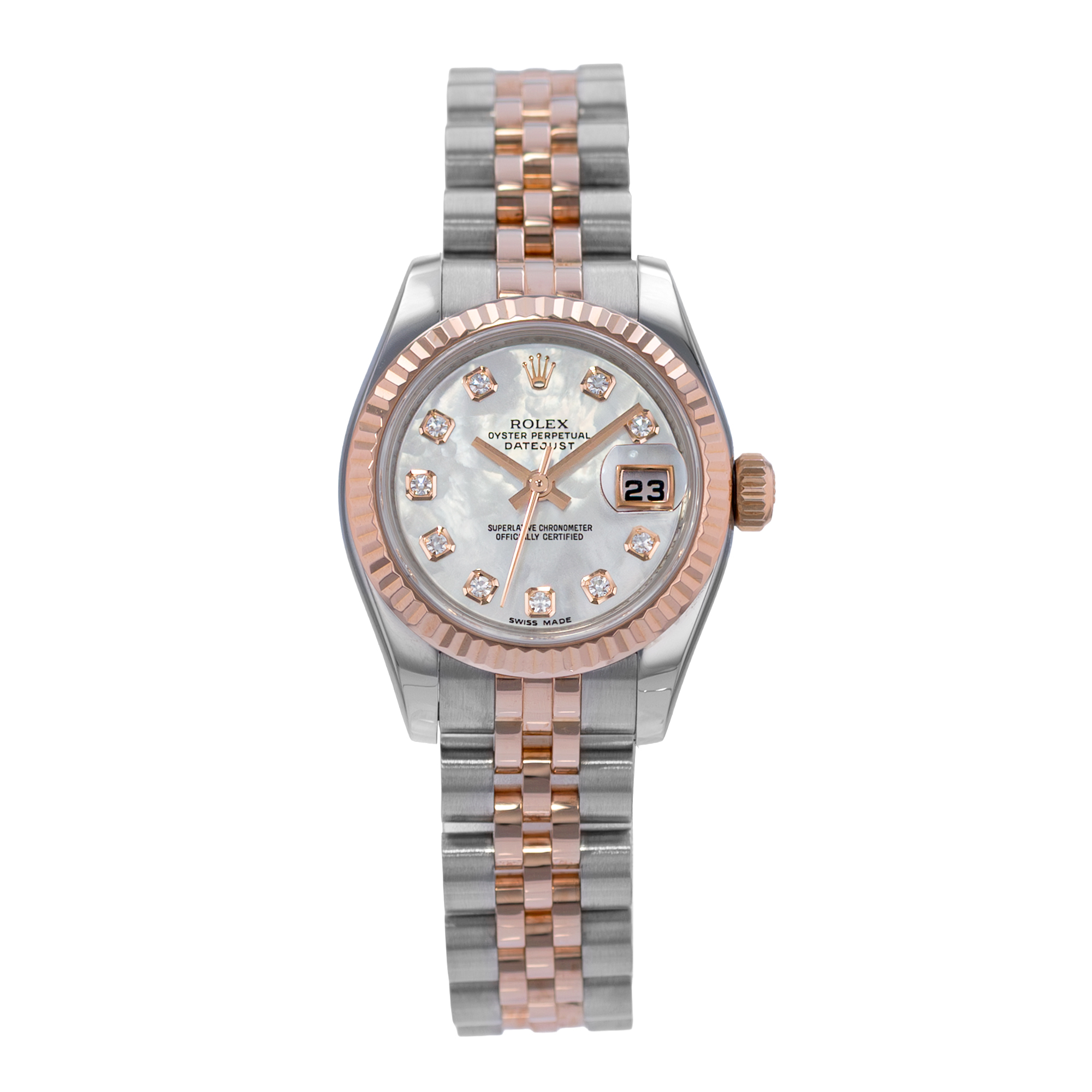Rolex Datejust 26 179171 Diamond Mother of Pearl Steel Rose Gold Ladies Watch thumbnail 2