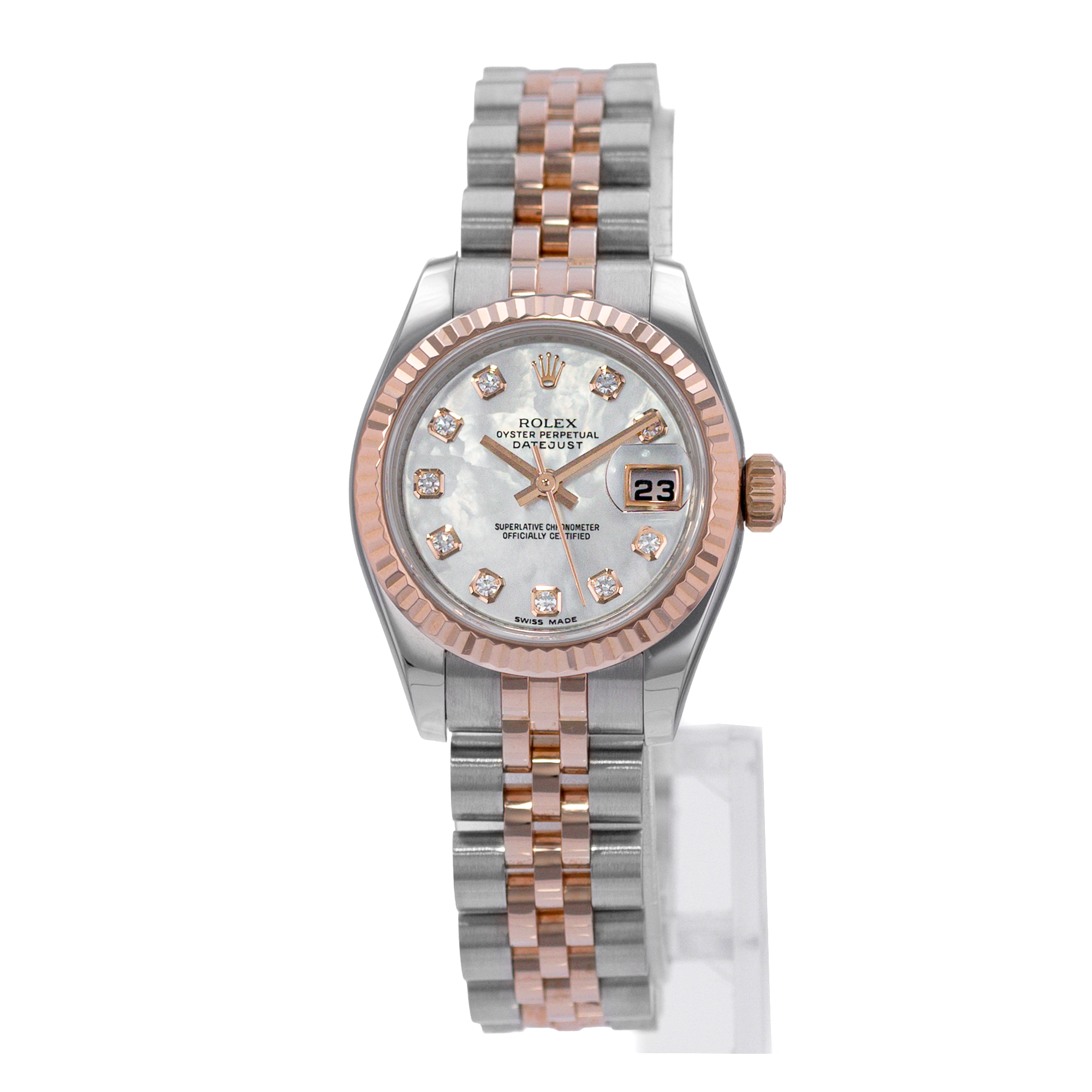 Rolex Datejust 26 179171 Diamond Mother of Pearl Steel Rose Gold Ladies Watch thumbnail 3