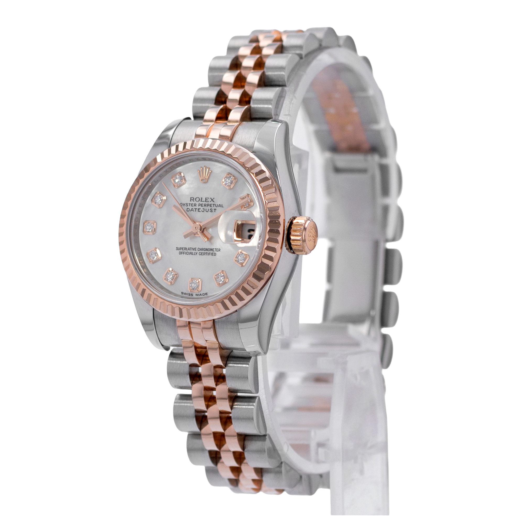 Rolex Datejust 26 179171 Diamond Mother of Pearl Steel Rose Gold Ladies Watch thumbnail 4
