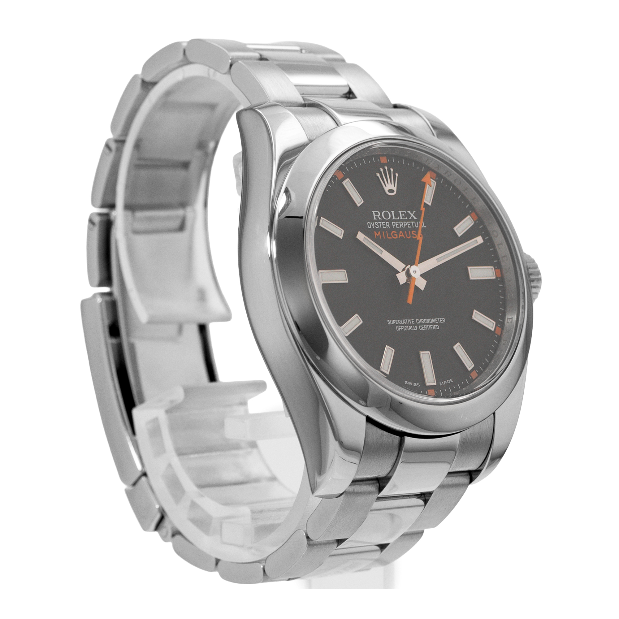 Rolex Milgauss 116400 40mm Black Orange Smooth Steel Oyster Mens Watch 2008 thumbnail 7