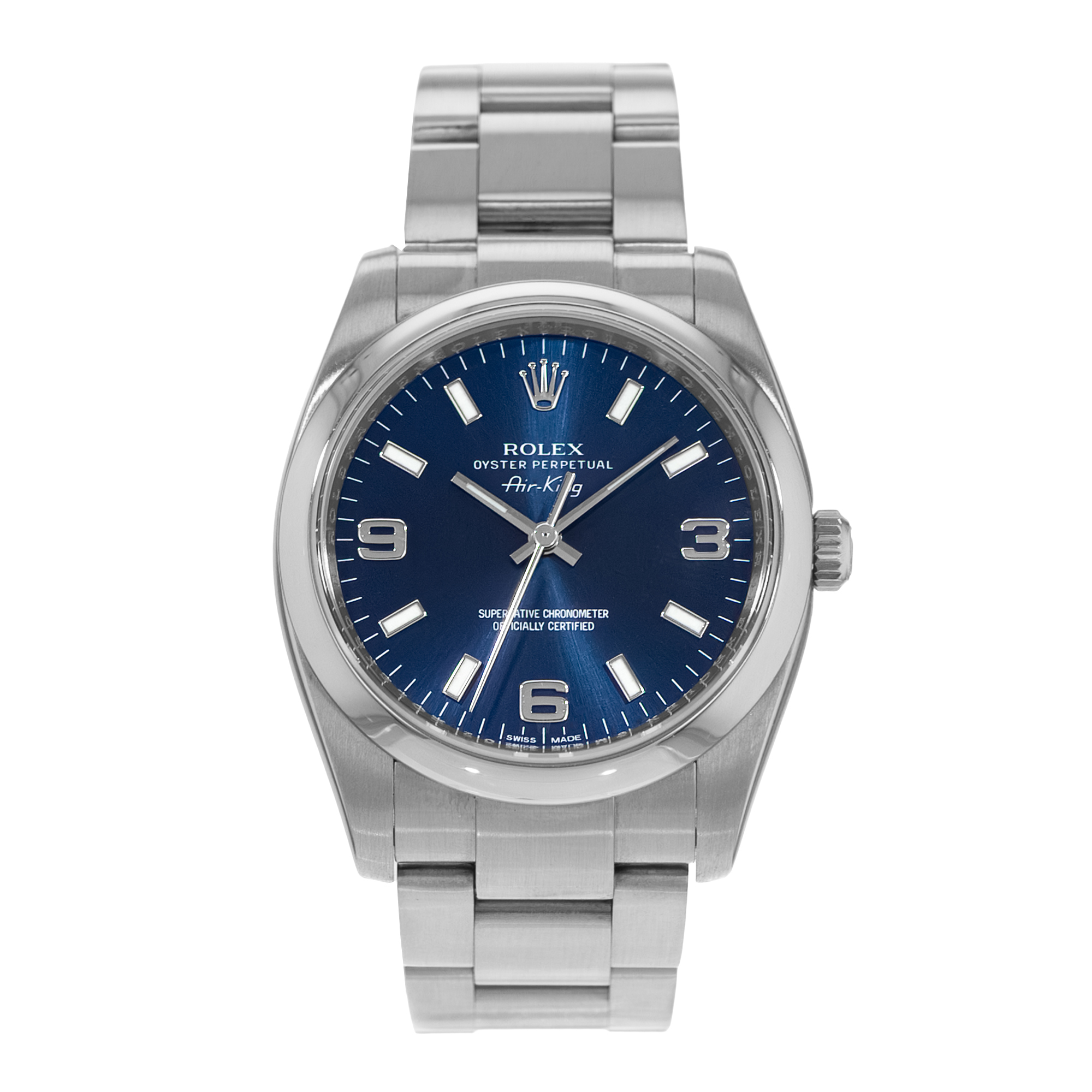 Rolex Air King 34 114200 Blue Index Steel Oyster Automatic Mens Watch 2011 thumbnail 2