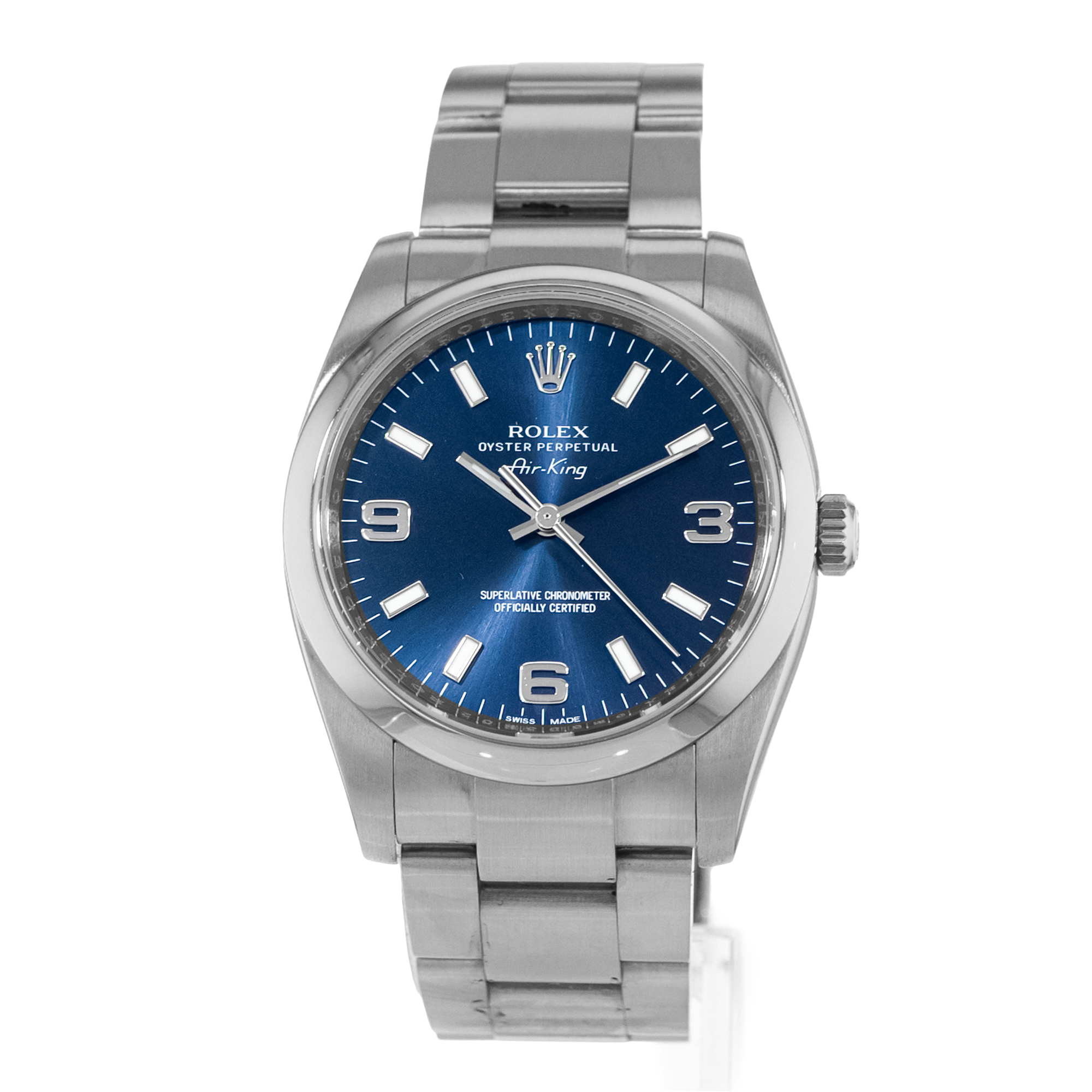 Rolex Air King 34 114200 Blue Index Steel Oyster Automatic Mens Watch 2011 thumbnail 4