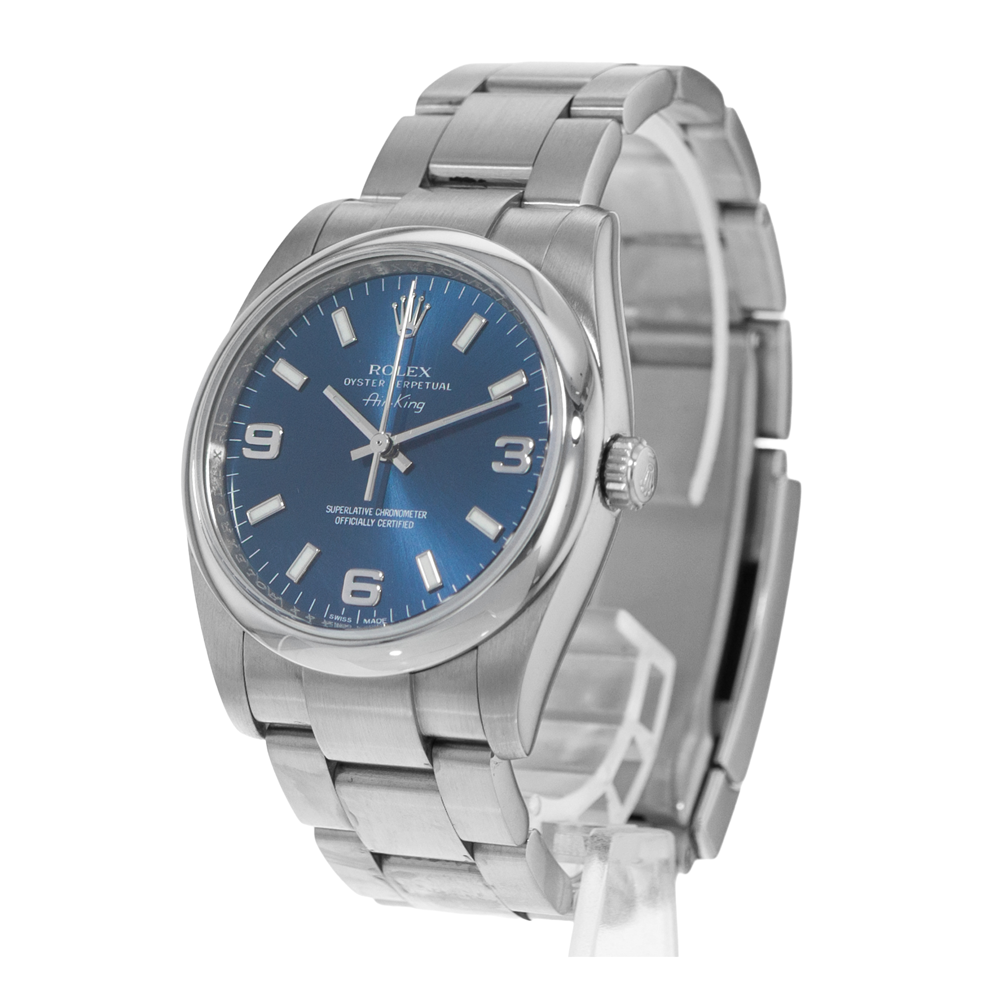Rolex Air King 34 114200 Blue Index Steel Oyster Automatic Mens Watch 2011 thumbnail 5