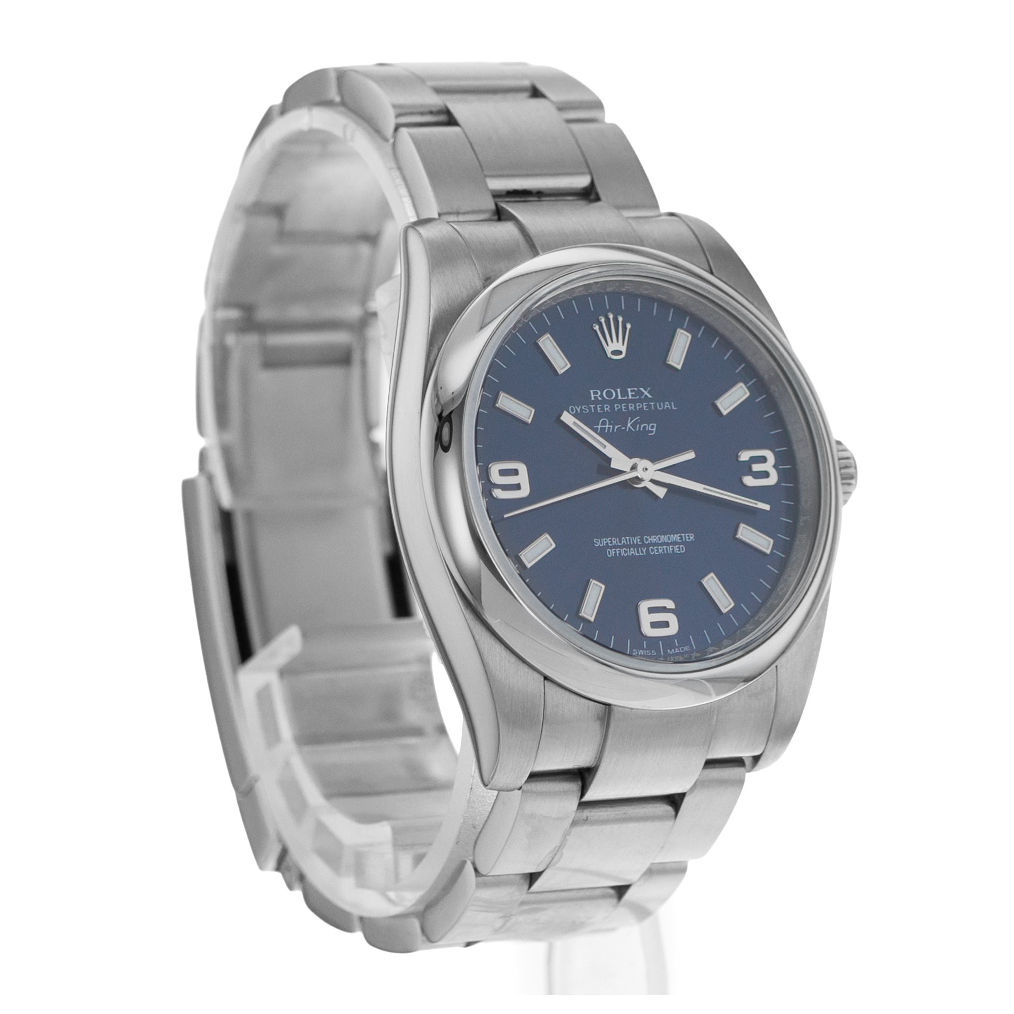 Rolex Air King 34 114200 Blue Index Steel Oyster Automatic Mens Watch 2011 thumbnail 8