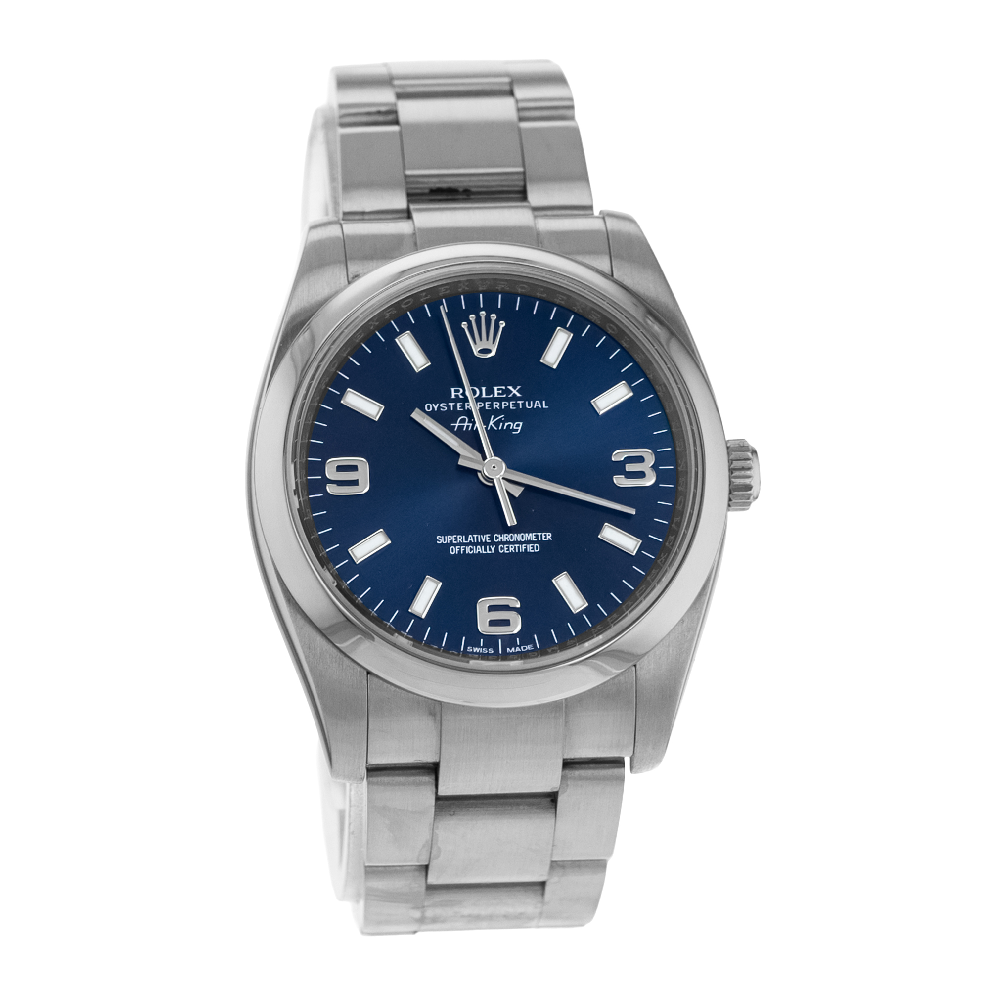 Rolex Air King 34 114200 Blue Index Steel Oyster Automatic Mens Watch 2011 thumbnail 9