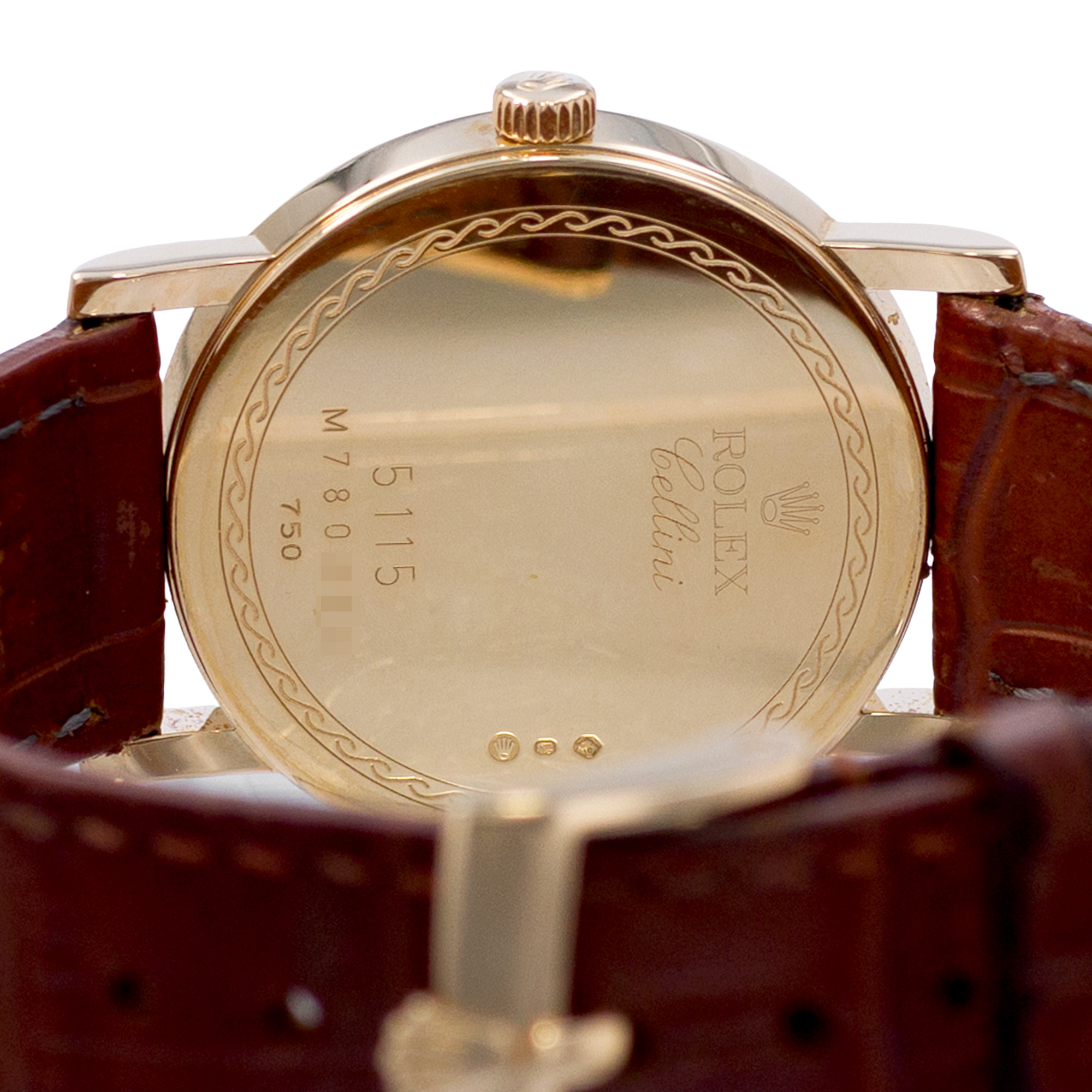 Rolex Cellini 5115 32mm White Roman Jubilee Gold Leather Manual Mens Watch 2008 thumbnail 10