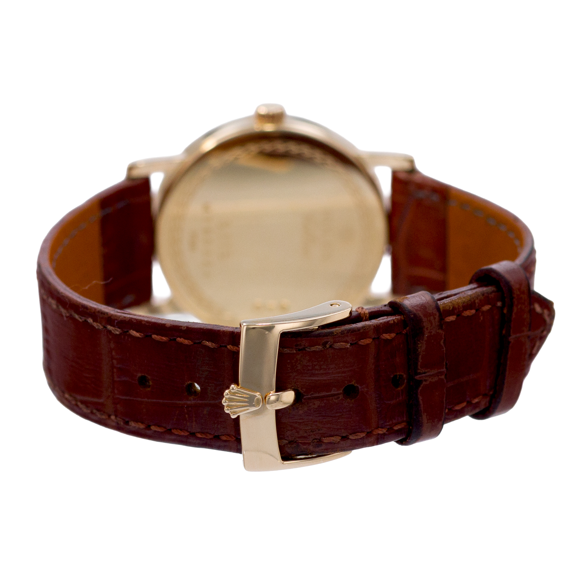 Rolex Cellini 5115 32mm White Roman Jubilee Gold Leather Manual Mens Watch 2008 thumbnail 9